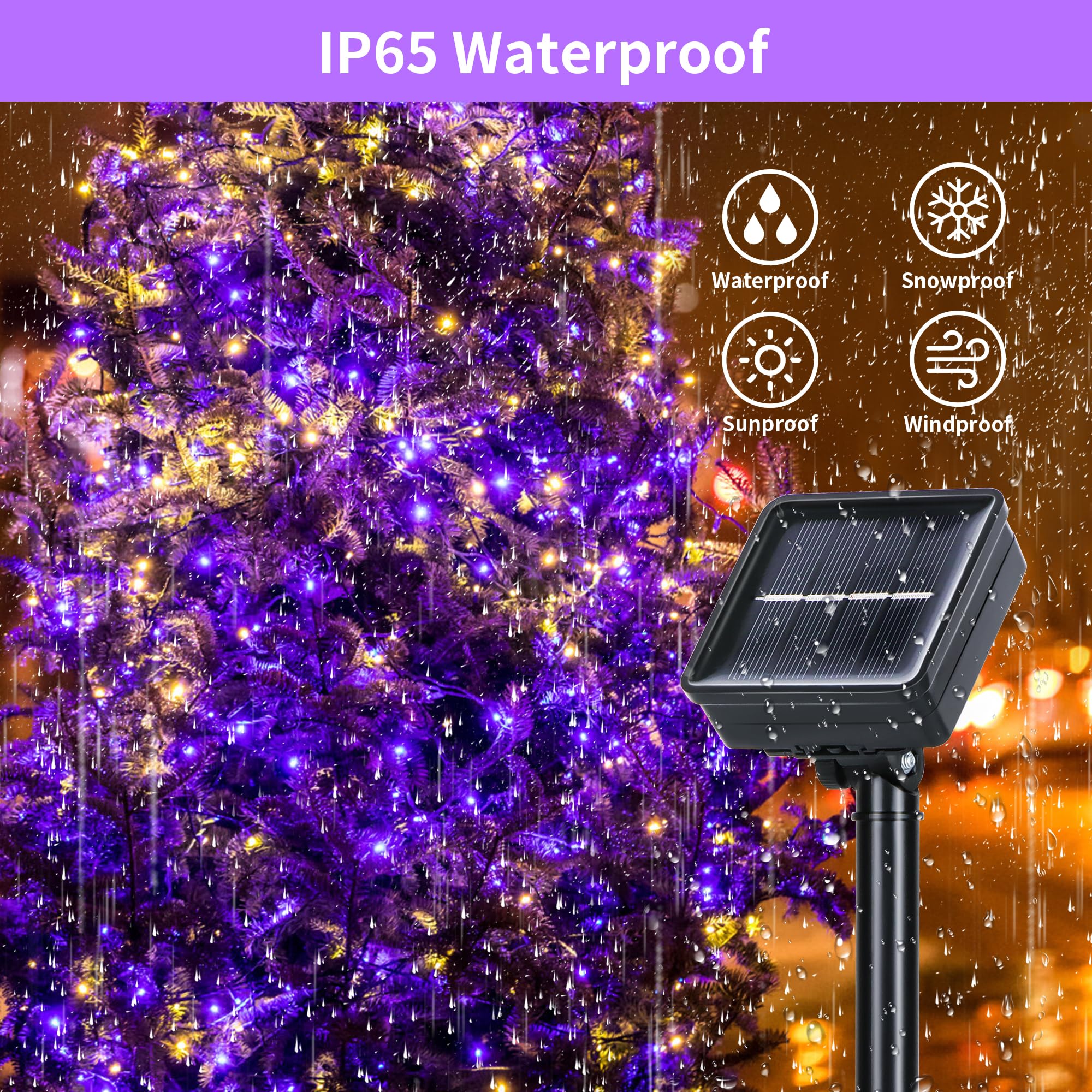Isfofo 6 Pack Solar Fairy Lights For Outside Waterproof, 300Ft 780Led Purple Solar String Lights Outdoor Waterproof, 8 Modes Copper Wire Solar Christmas Lights For Patio Yard Trees Garden Wedding Party