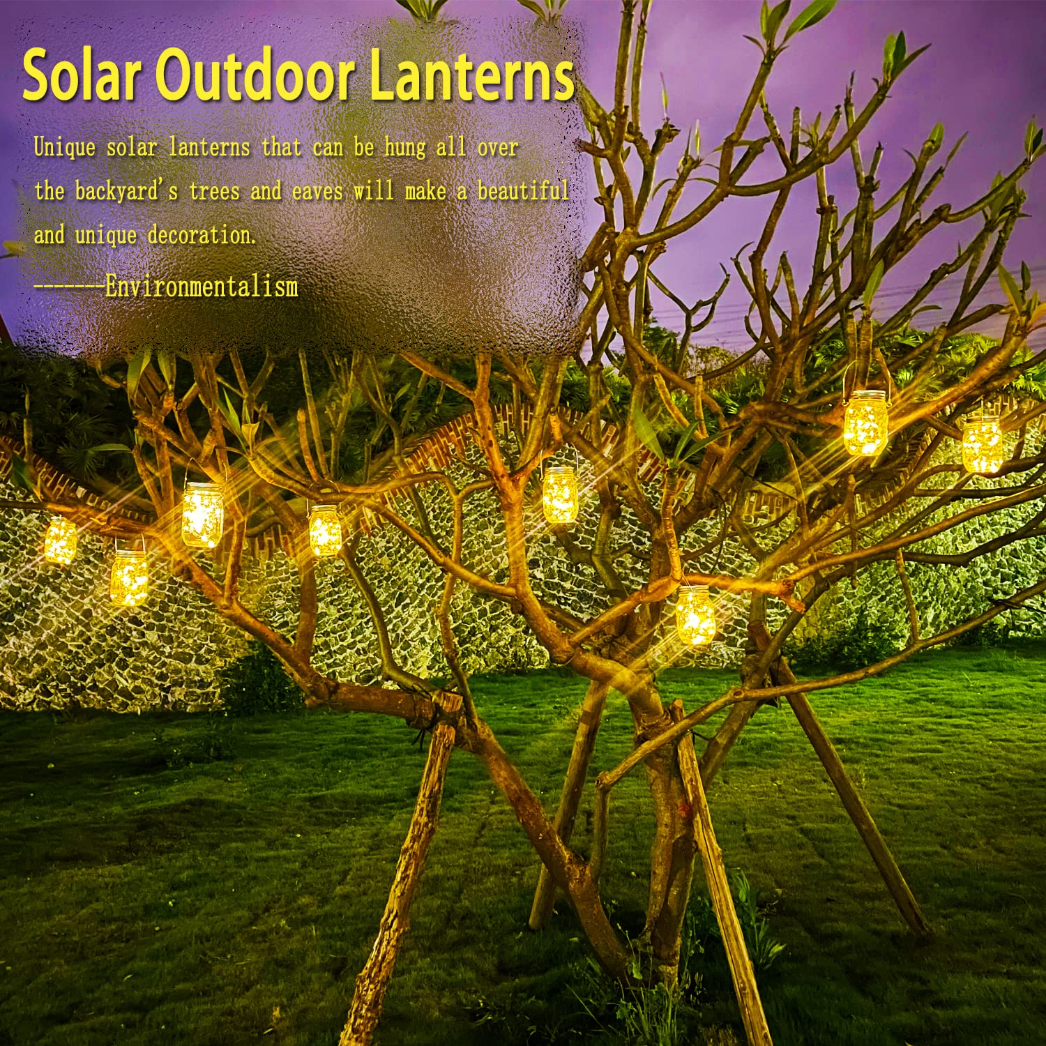 Cooo 12 Pack Crystal Glass Solar Lanterns Outdoor Waterproof 30Led Mason Jar Lights Solar Powered Garden Household Lamp Sets（Just A Little More, Get Double The Delight -12 Sets Warm White）