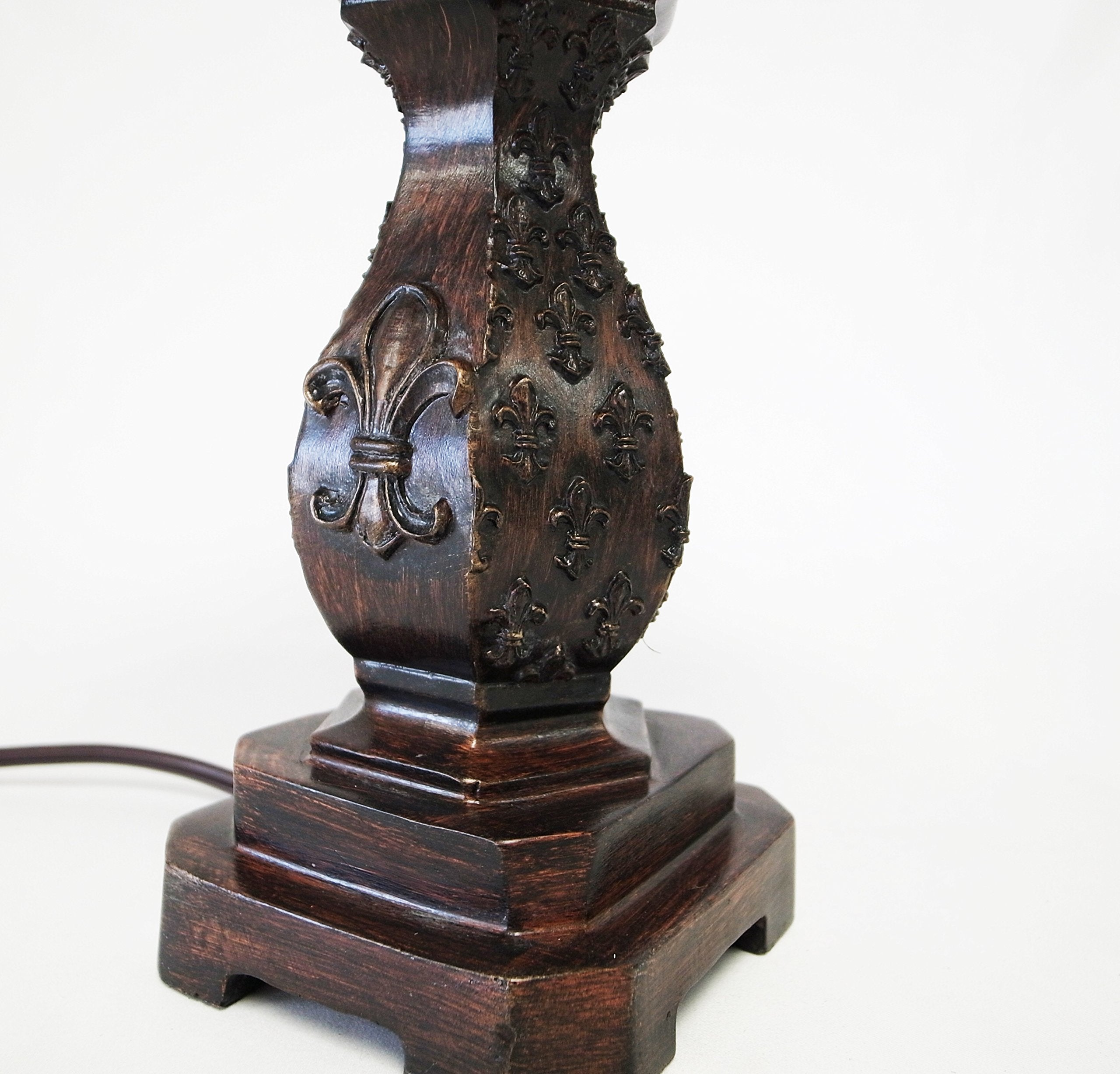 Melloway Set Of 2 Traditional Dark Bronze Table Lamps With Fleur-De-Lis Design, 19 Inch Height
