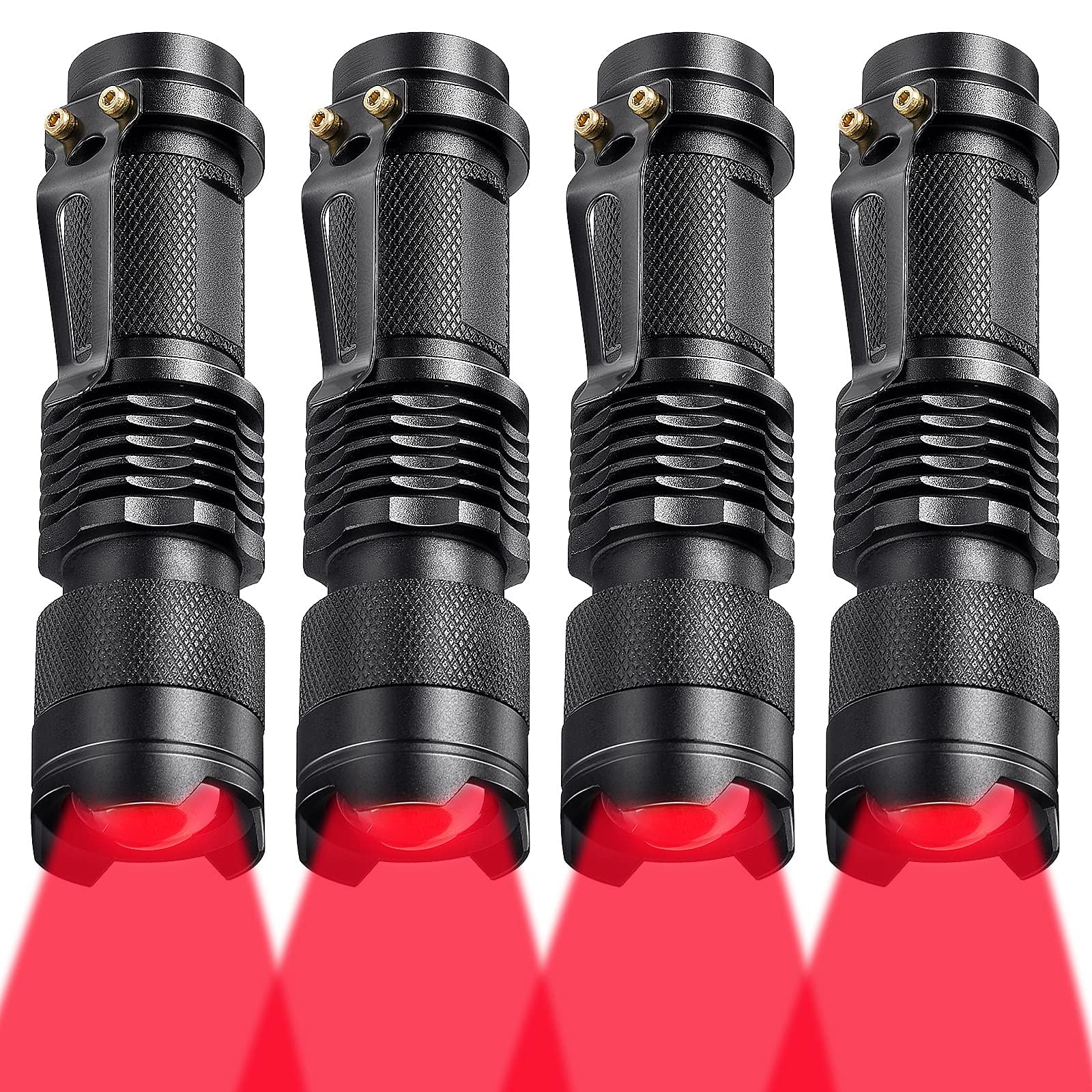 Honoson 4 Pieces Red Light Flashlight Led Single Mode Torch 1 Mode Scalable Red Lens Filter Flashlight For Night Astronomy Aviation Observation Beach Turtle Safe