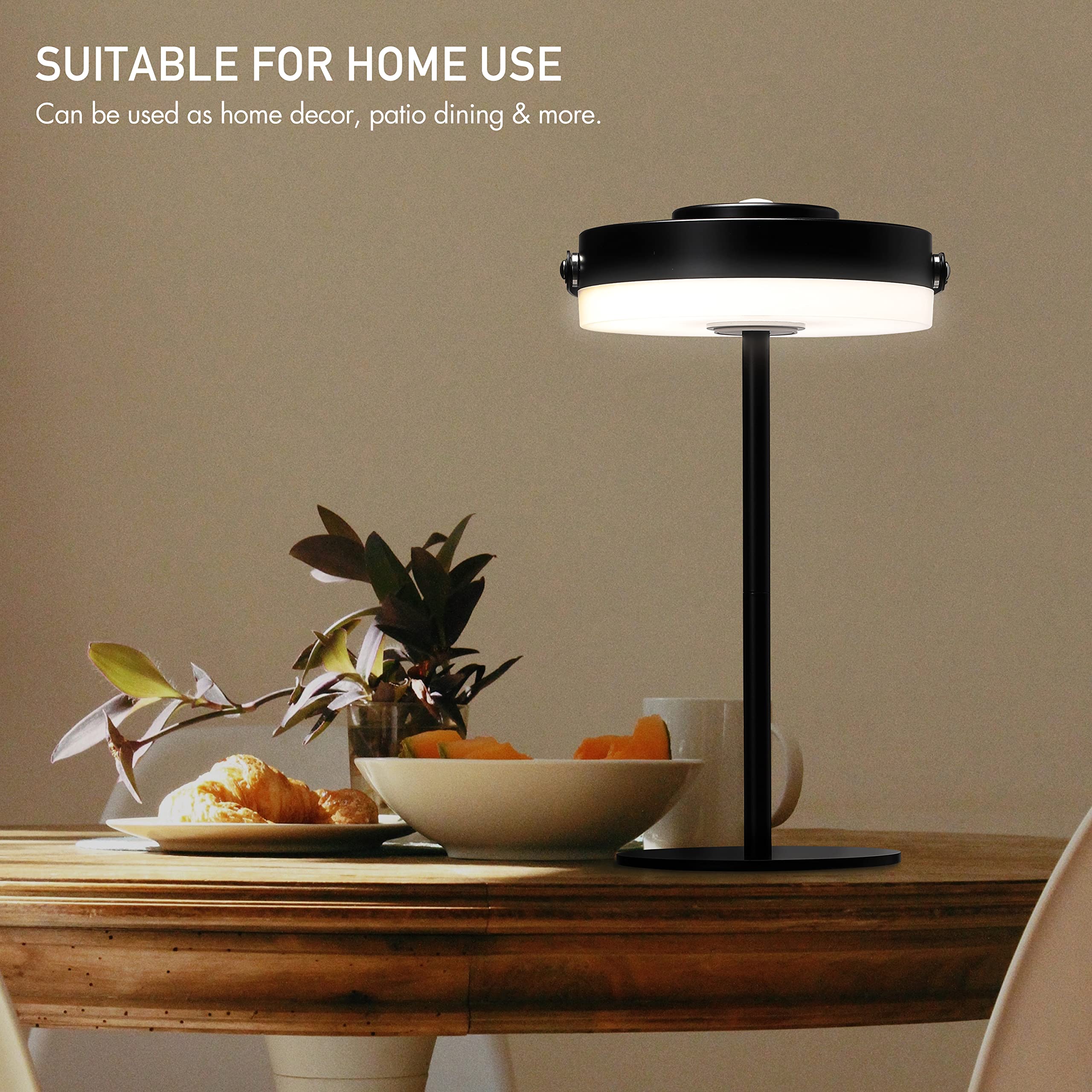 O'Bright O’Bright Thurlow - Portable Led Lamp For Outdoor/Indoor, Built-In Rechargeable Battery, Ip44 Water Resistant, Adjustable Height, Travel Light, Camping Lantern, Patio Table Lamp, Night Lamp, Black