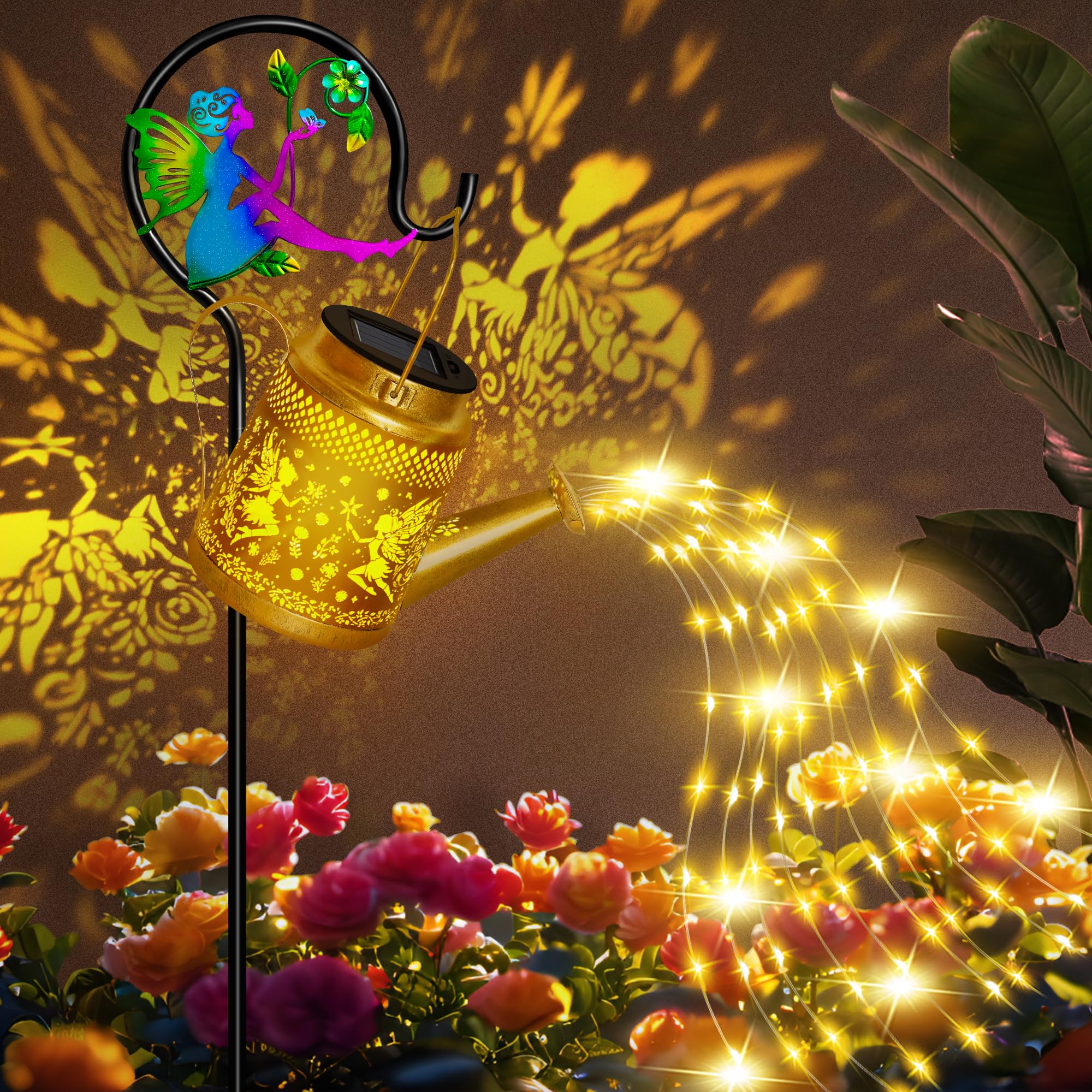 Ostritec Solar Watering Can Lights Outdoor Garden Decor, Large Fairy Hanging Lantern With Shepherd Hook, Waterproof Garden Lights For Outdoor Landscape Pathway Yard, Garden Gift For Mom Grandma