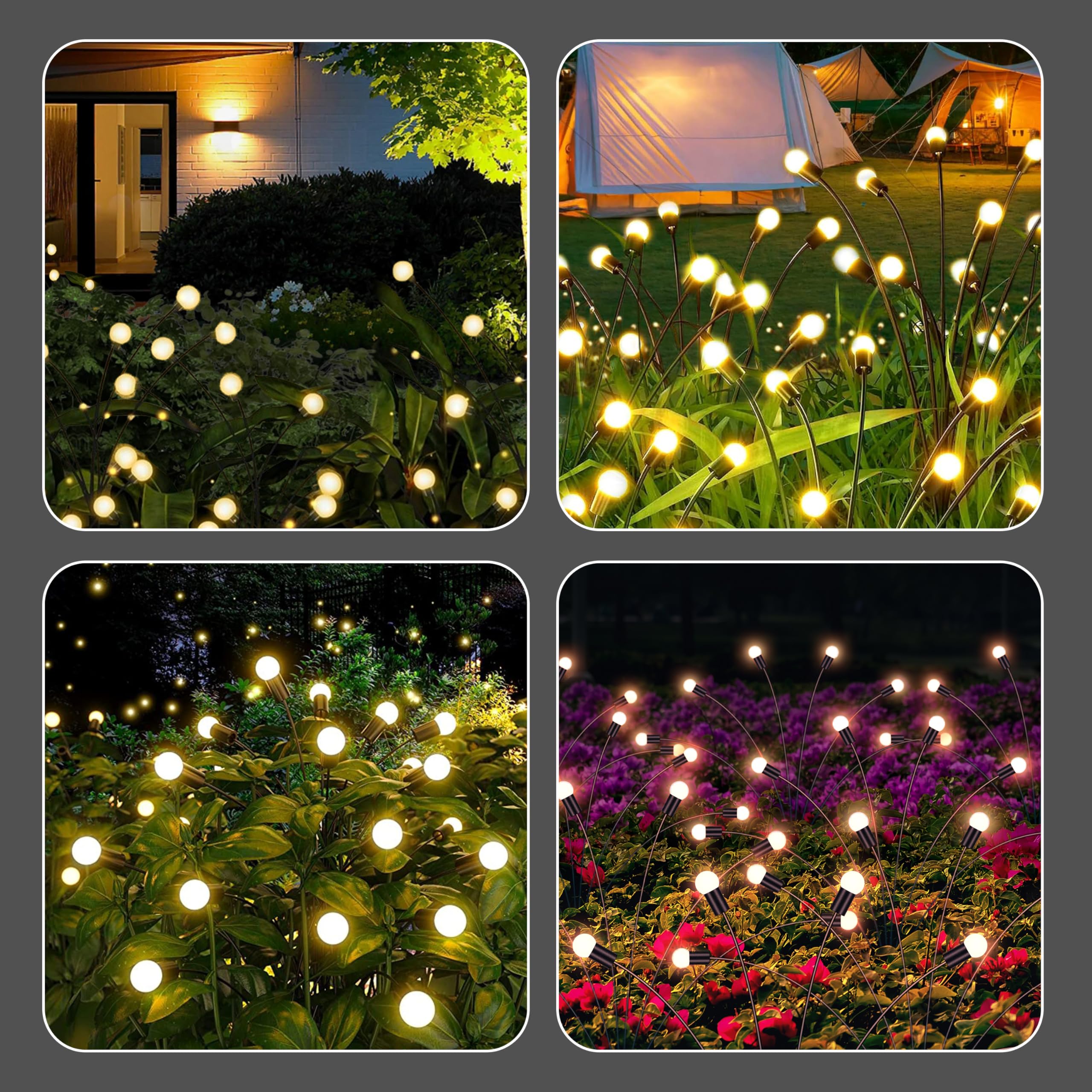 Antque Solar Garden Lights - (10Pack 80 Led) Swaying Starburst Garden Lights Solar Outdoor, Vibrant Garden Lights Waterproof Solar Outdoor Lights For Yard Patio Pathway Decoratio