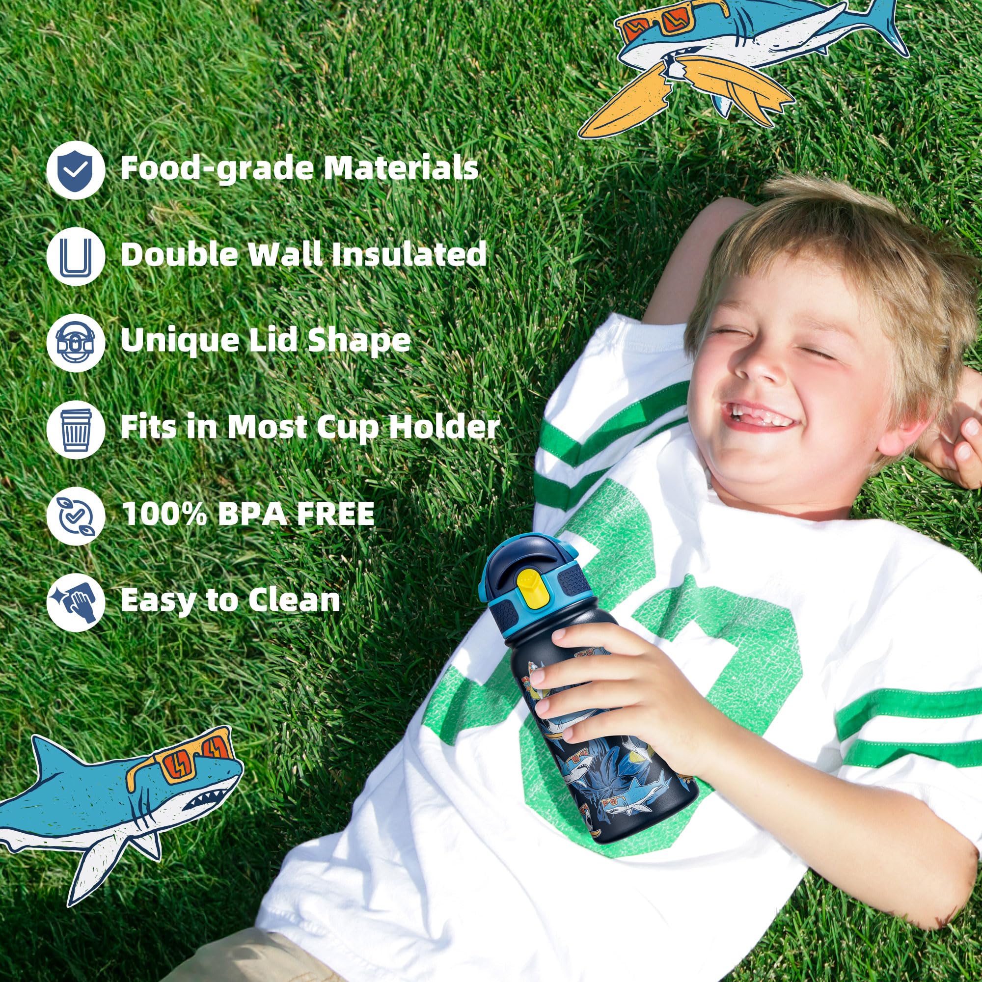Oldley Kids Water Bottle 12Oz Insulated Water Bottle, Double Wall Stainless Steel Vacuum Bottle