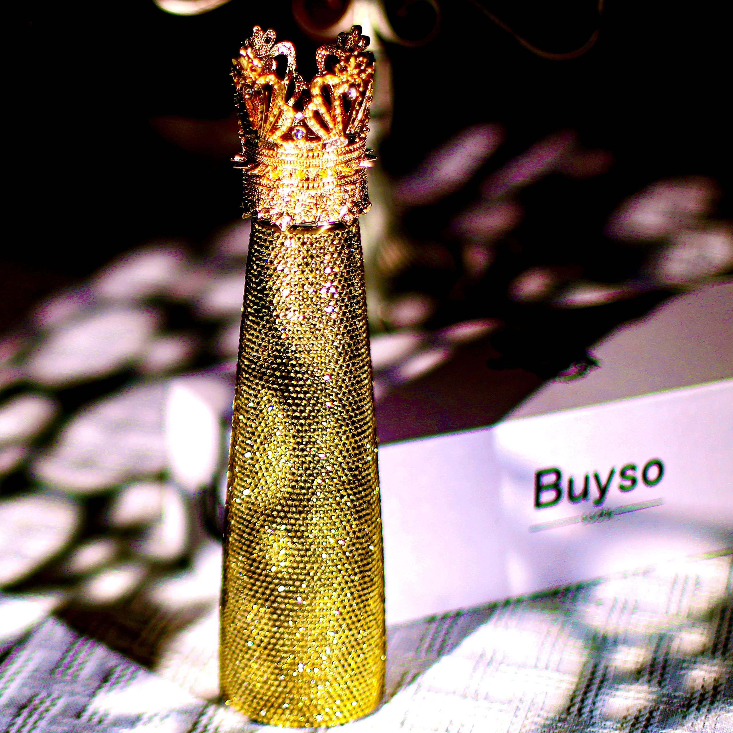 Luxury Diamond Water Bottle Gold Bling Reusable Insulated Stainless Steel