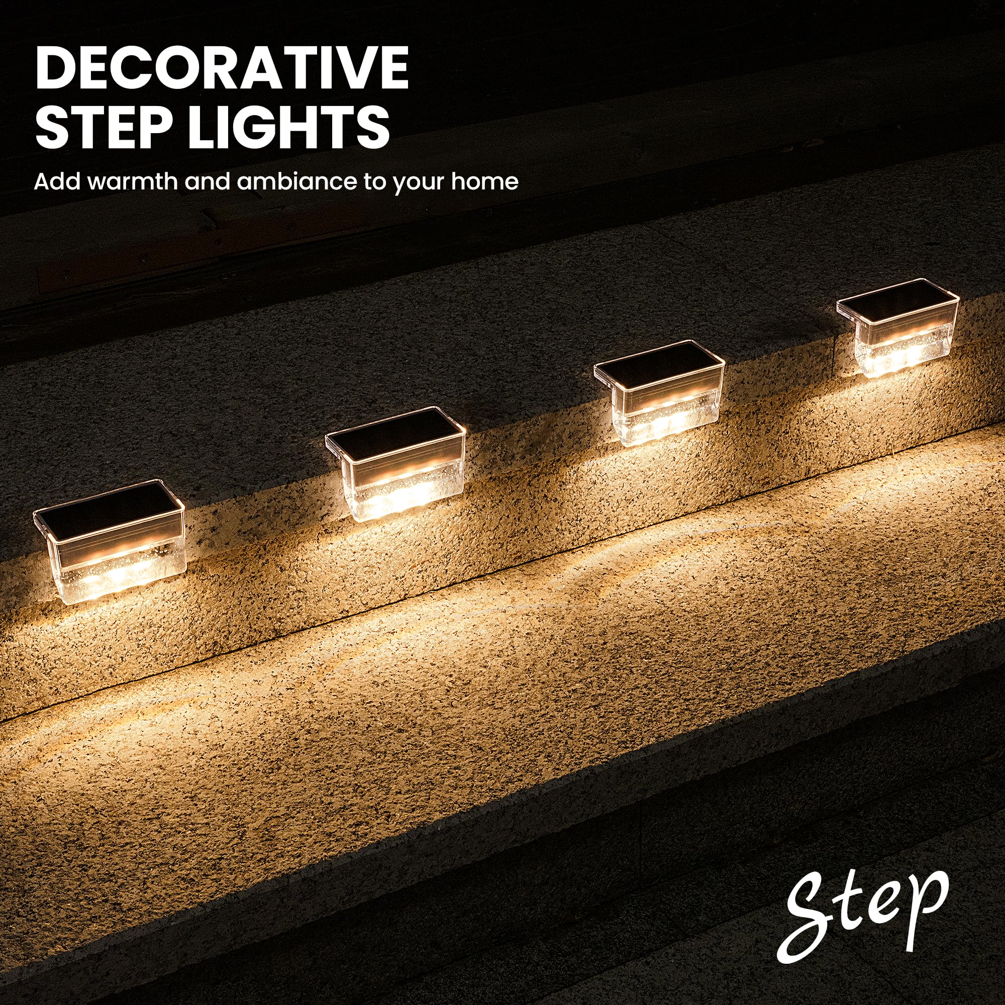 Coozaming Solar Deck Lights, Solar Step Lights Outdoor Solares Powered Waterproof For Stairs Fence Balcony Patio Yard Garden Railing And Pool Decor (10Pack, Warm White)
