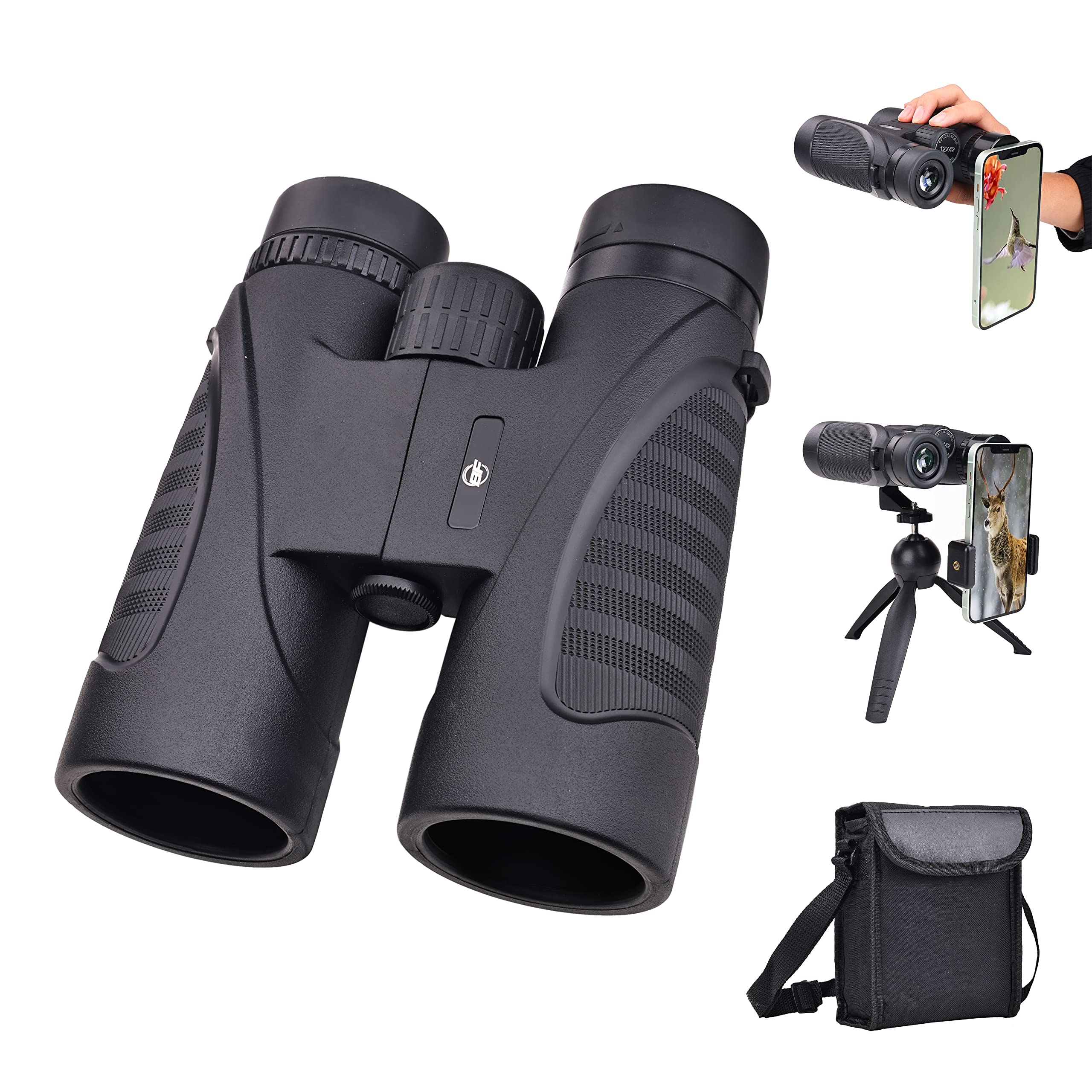 Elevon 12X42 High Definition Binoculars, Binoculars With Large Field Of Vision And High Definition, With Phone Adapter, Tripod Adapter And Storage Bag, Suitable For Outdoor Travel And Adventure