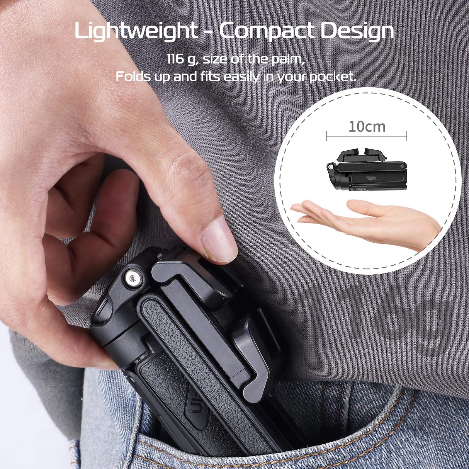Ulanzi Jj02 Selfie Stick Tripod, Extendable Grip Phone Tripod With Detachable Remote Pocket Size, 3-In-1 Mini Phone Grip 2 Cold Shoe, 10M/393.7'' Wireless Shutter, Vlog Livestreaming Photography