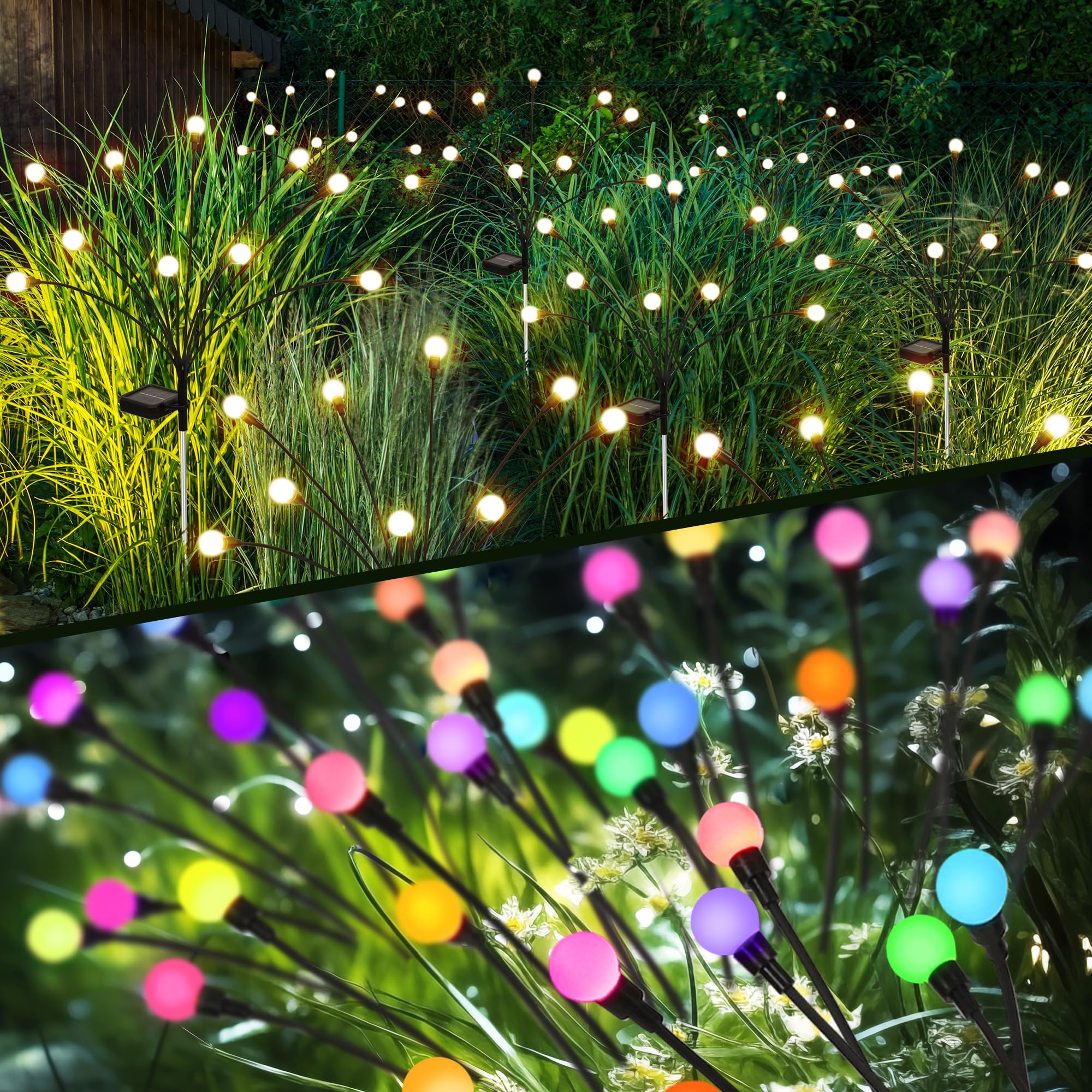Patiopia Solar Garden Lights, Led Firefly Garden Lights Solar Outdoor, Solar Lights For Outside Sway By Wind,Solar Lights Outdoor Waterproof For Christmas Yard Patio Pathway Decoration（2 Pack+2 Pack）