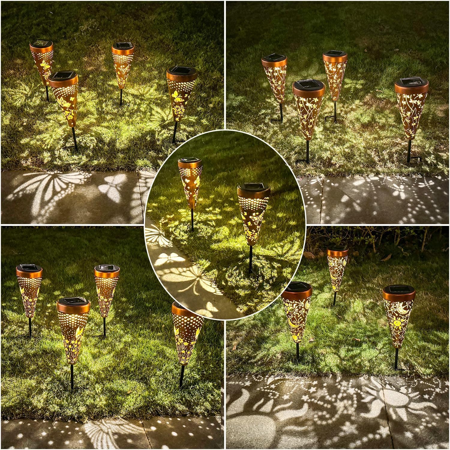 Dibieecn 2 Pack Butterfly Solar Pathway Lights Outdoor,Metal Garden Decorations Outdoor Lights With Patterns And Warm Light,Waterproof Landscape Lighting For Path Patio Backyard Walkway Yard