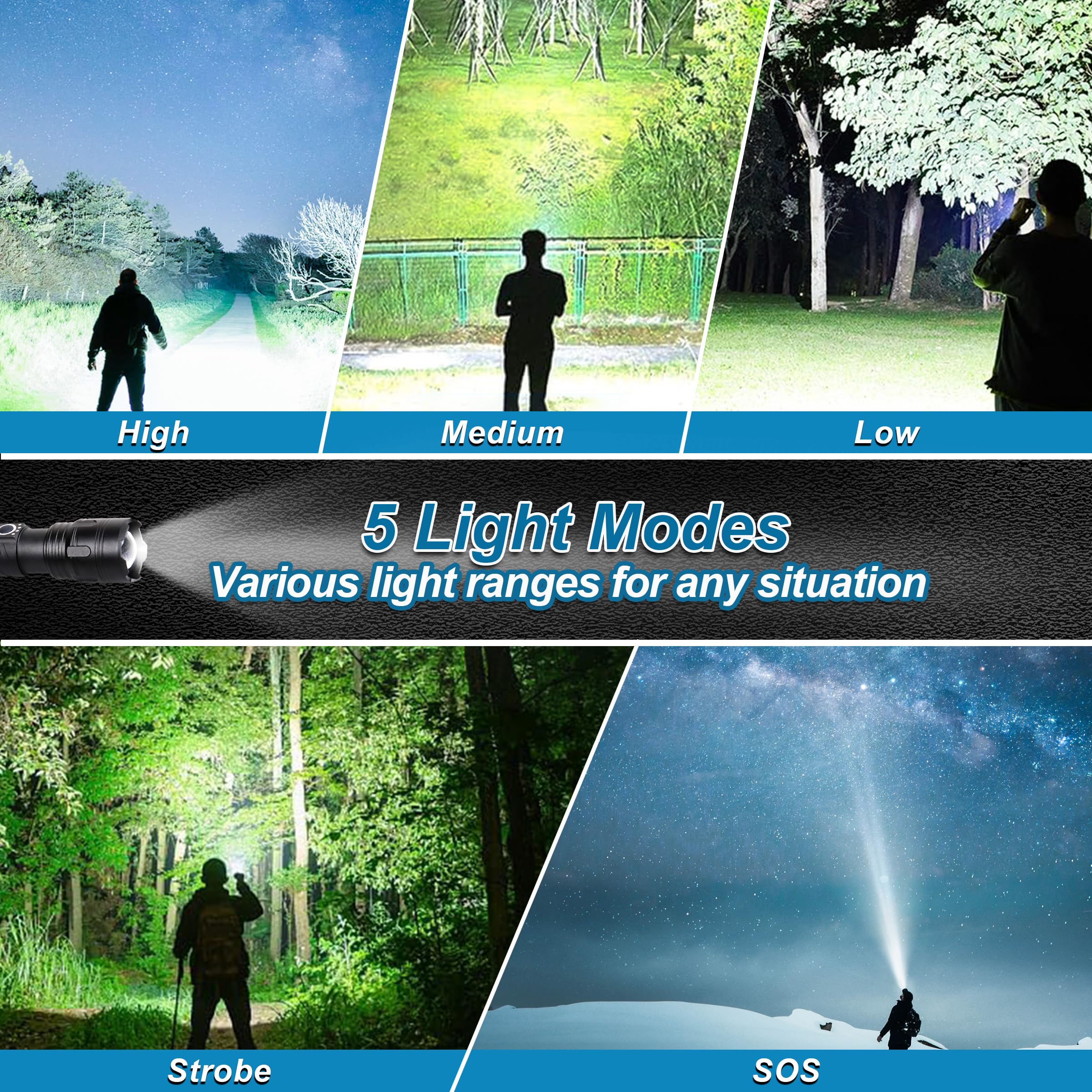 Olazol Flashlight Rechargeable 2 Pack Flashlights High Lumens Super Bright Led Flashlight Waterproof Handheld Flashlight For Emergency Camping