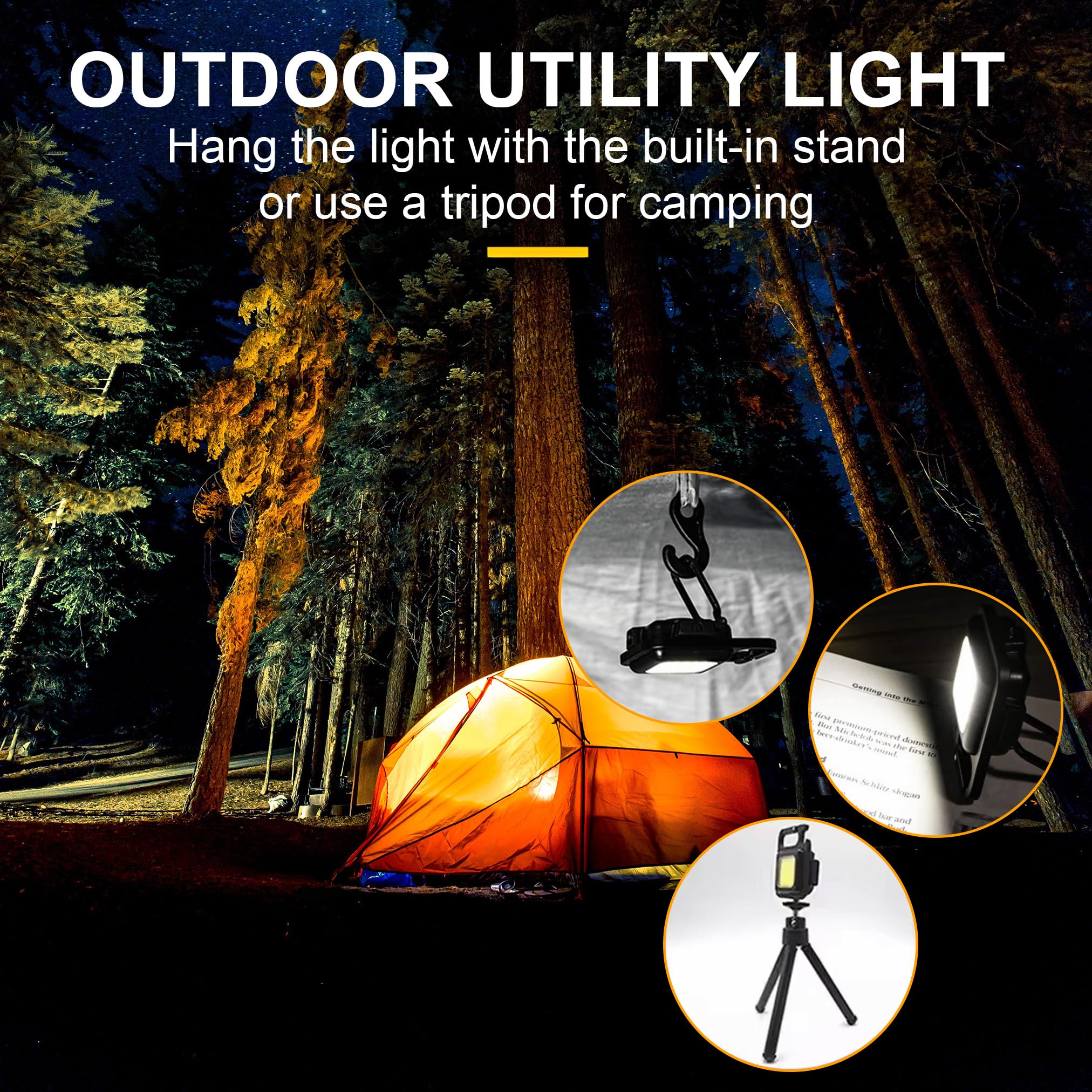 Nyccs 2-Pack Cob Keychain Flashlight With 4 Modes, 800 Lumens Magnetic Base, Bottle Opener, Emergency Camping Light, Water-Resistant Outdoor Floodlight For Fishing