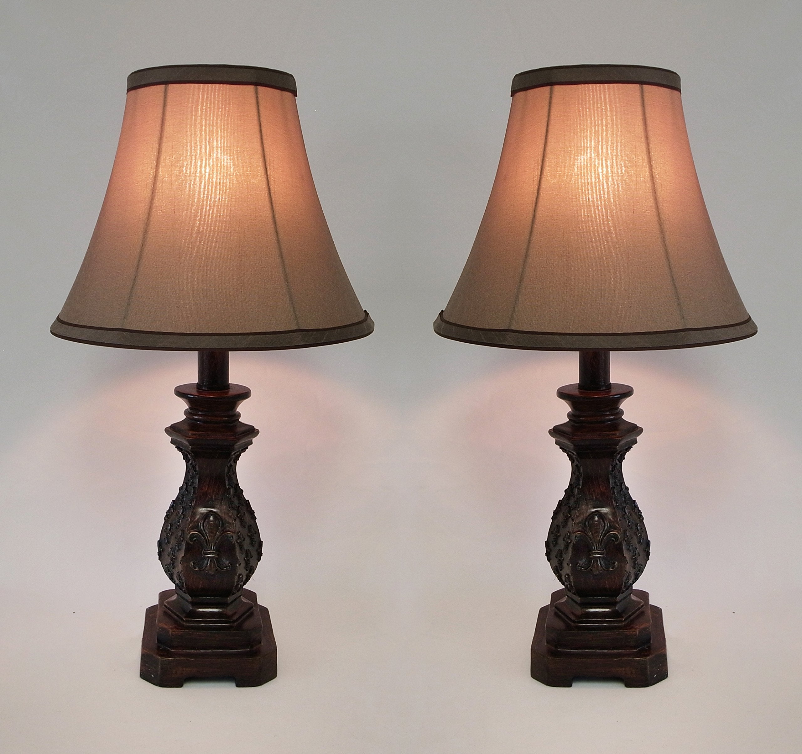 Melloway Set Of 2 Traditional Dark Bronze Table Lamps With Fleur-De-Lis Design, 19 Inch Height