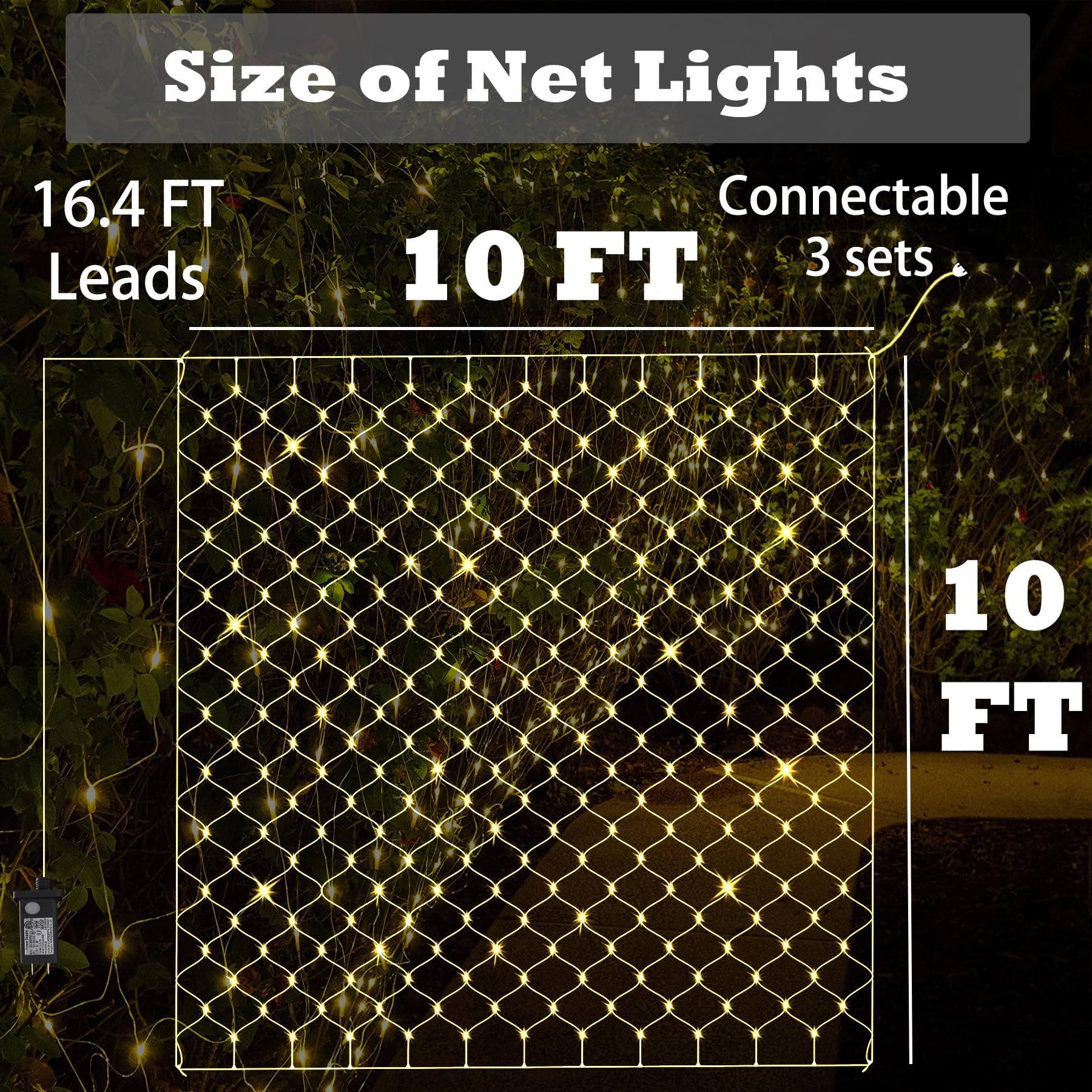 Eueasy Net Lights Outdoor, 270 Led Gazebo Lights, 10×10 Ft Connectable Chandelier With 8 Lighting Modes, Led Net Lighting For Bushes, Garden, Backyard, Holiday, Christmas