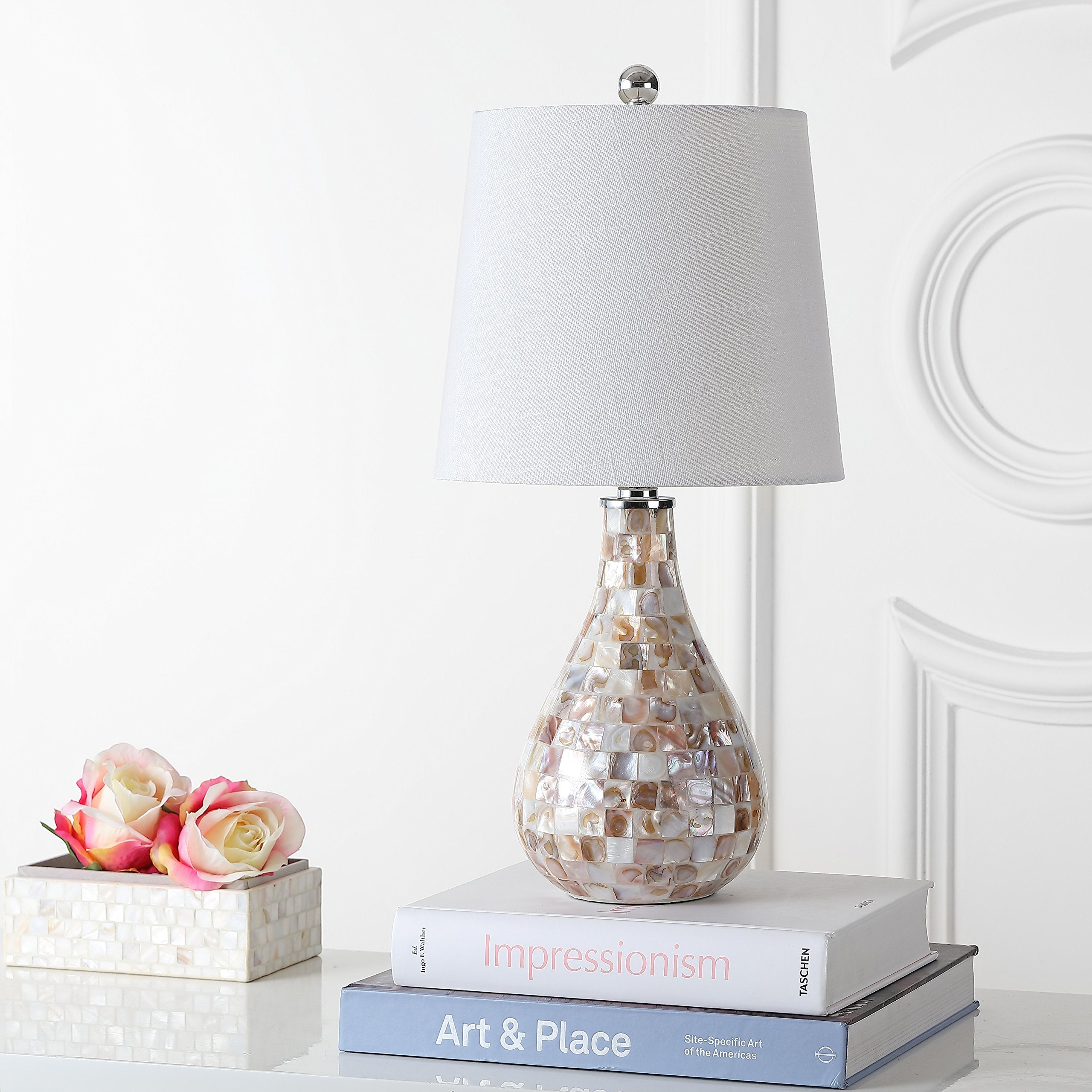 Jonathan Y Jyl1024A Mona 20.5" Mini Led Table Lamp, Cottage, Coastal, Transitional, Modern, Elegant, Office, Living Room, Family Room, Dining Room, Bedroom, Hallway, Foyer, Seashell