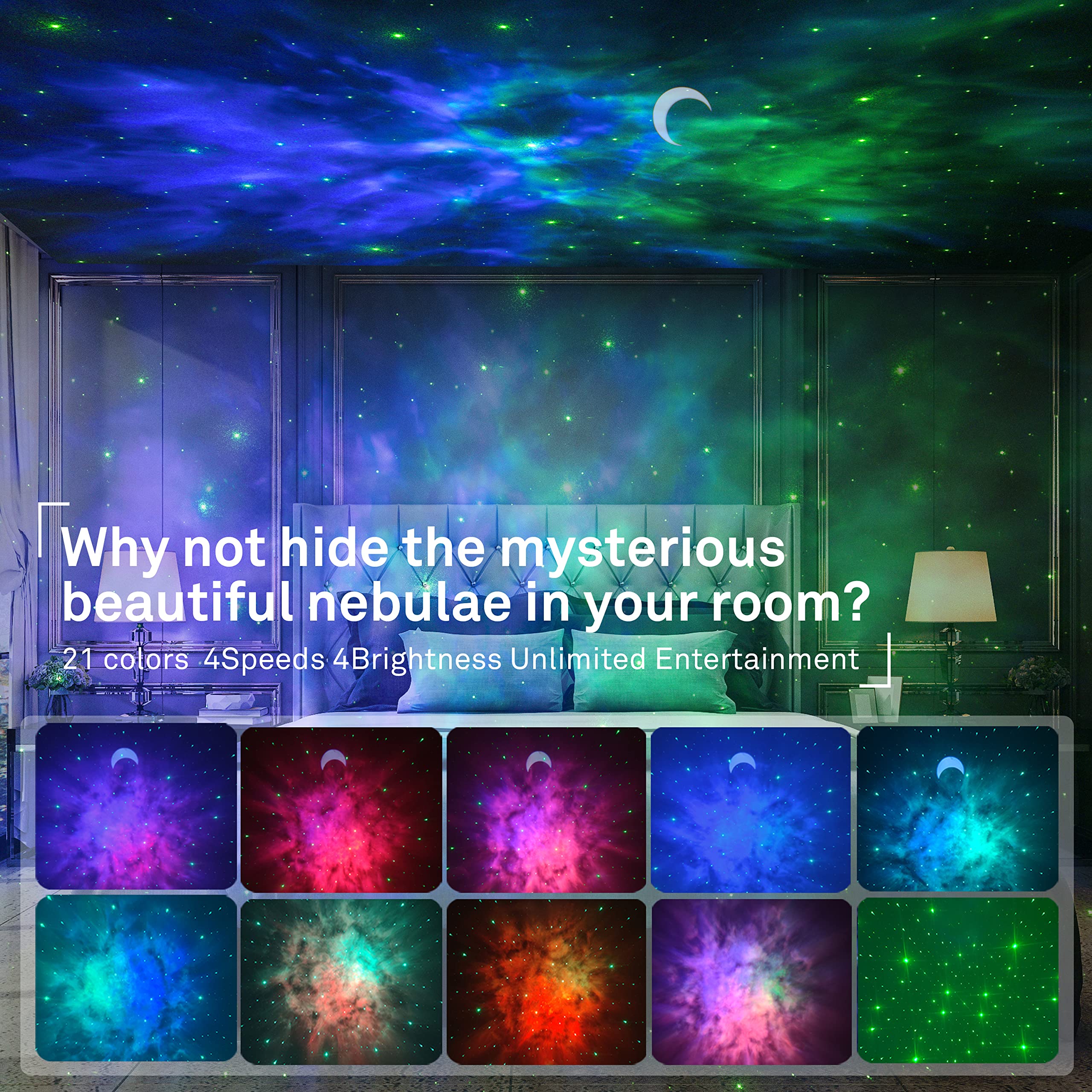 Itayak Galaxy Projector,Night Light Star Projector With Bluetooth Speaker, Remot Control Led Nebula Cloud  For Kids Room Bedroom Decor, Accompany,Night Light Ambiance