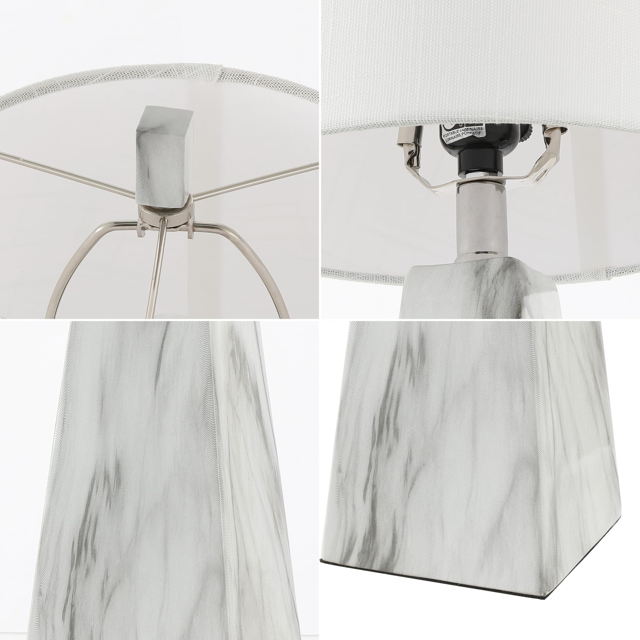 Jonathan Y Jyl1037A Owen 20.5" Resin Led Table Lamp, Contemporary, Modern, Elegant, Office, Living Room, Family Room, Dining Room, Bedroom, Hallway, Foyer, White Marble Finish