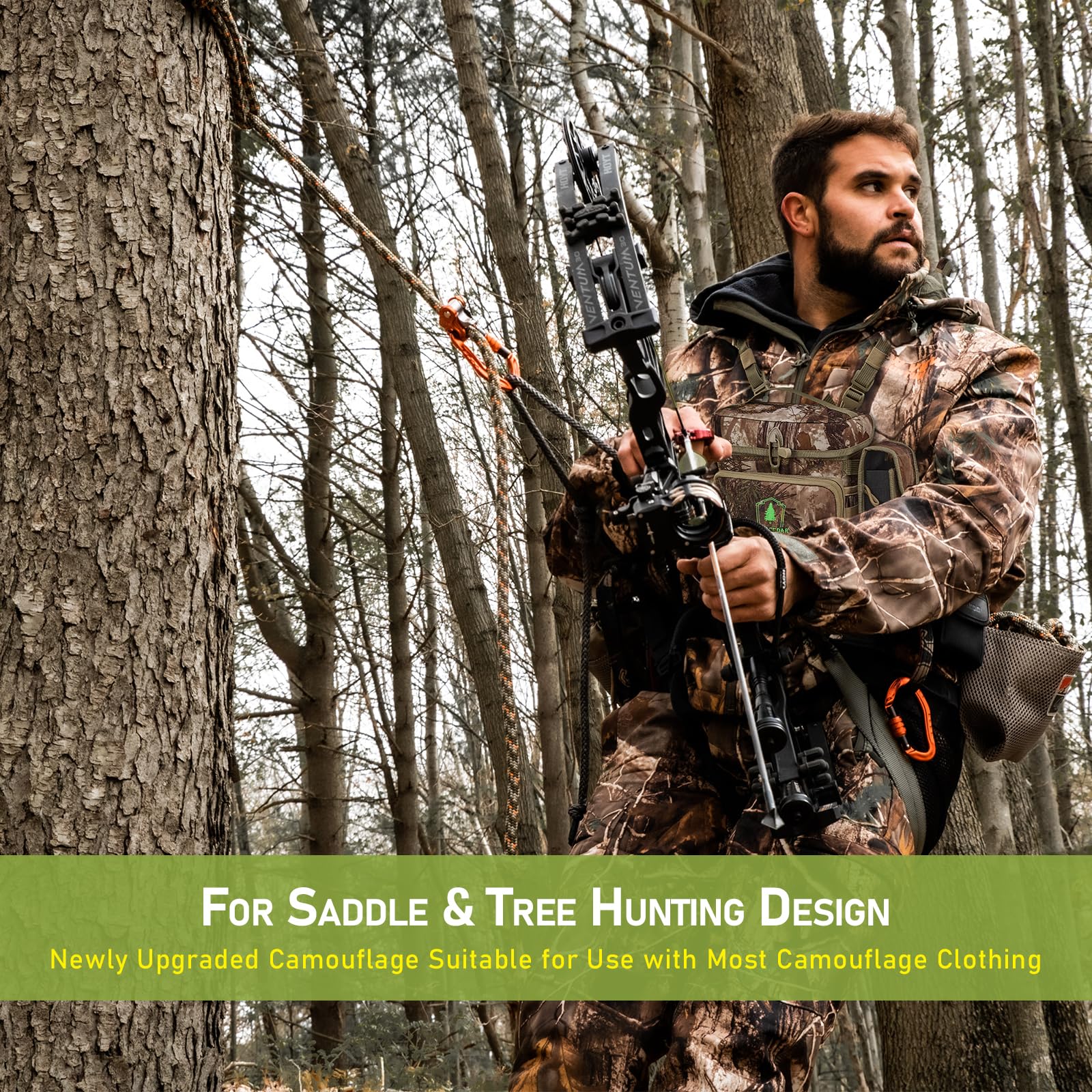 Wild Cedar Binocular Harness Chest Pack With Rangefinder Pouch, Bino Harness With Rain Cover For Hunting