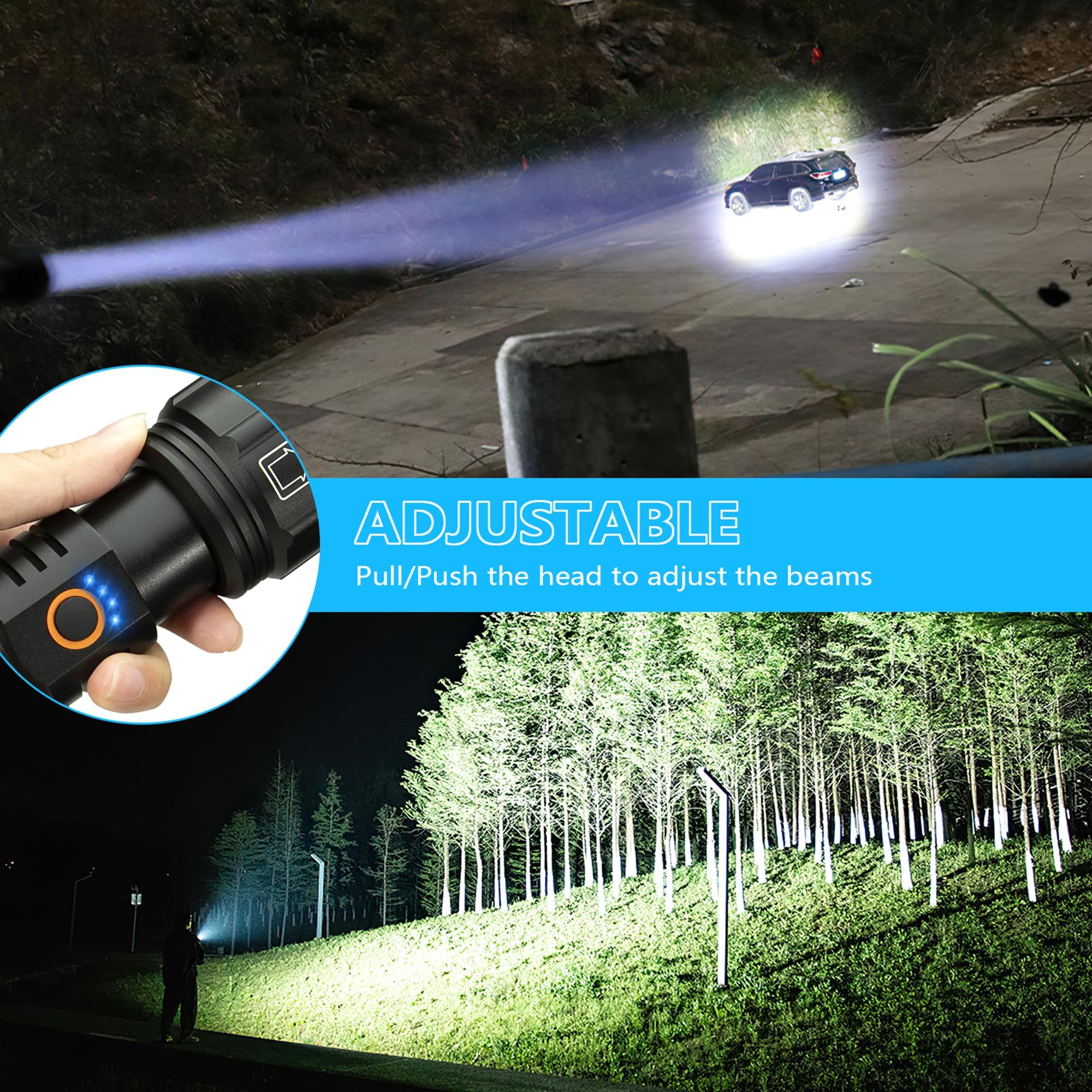 Niaochao High Lumens Rechargeable Flashlight, 2 Pack High Lumen Super Bright Flashlights For Home,5 Modes,Ipx6 Waterproof,Slip Resistant