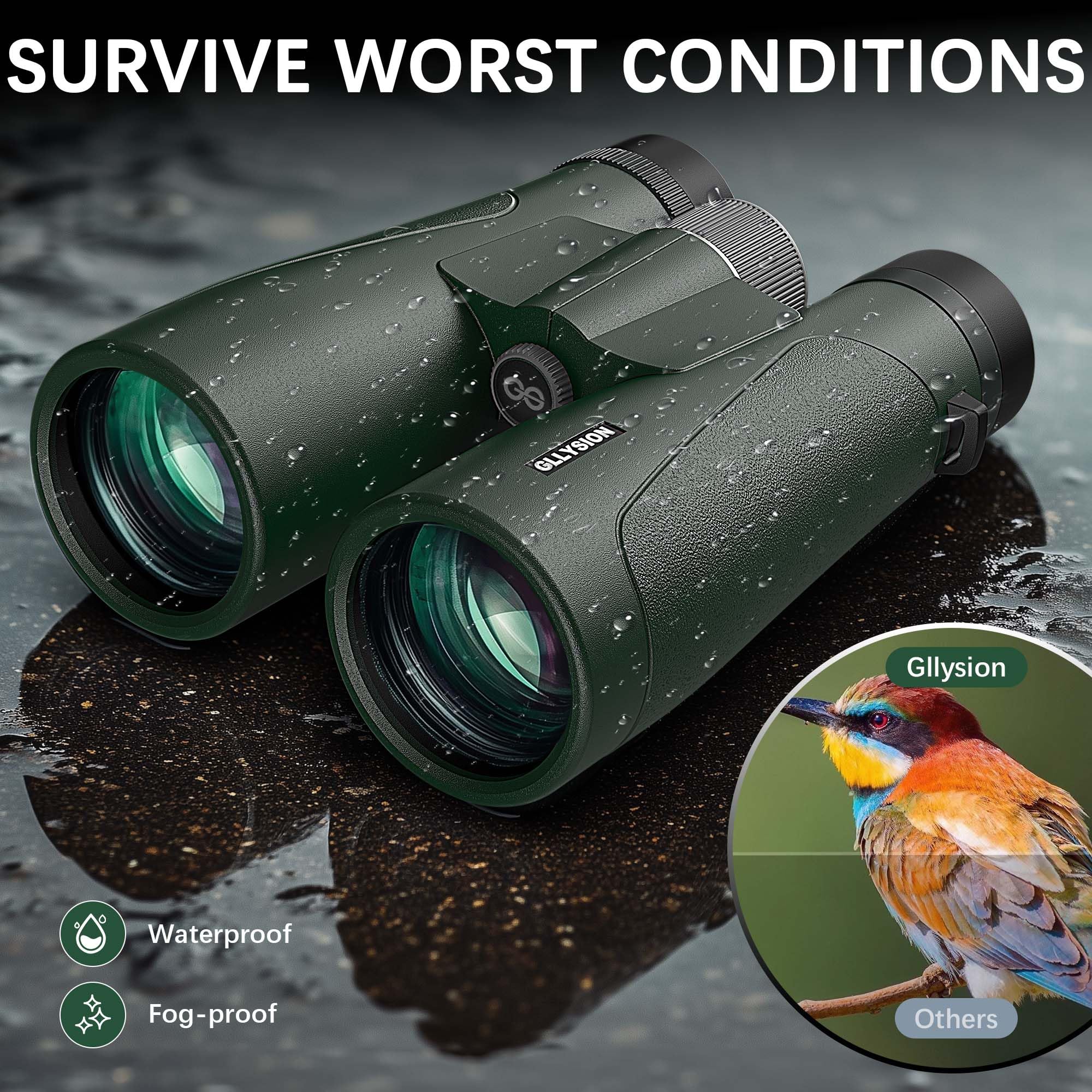 Gllysion 15X54 Binoculars For Adults High Powered With Harness, Phone Adapter And Bluetooth Camera Remote - Super Bright Waterproof Binoculars For Bird Watching Hiking Cruise Travel Stargazing