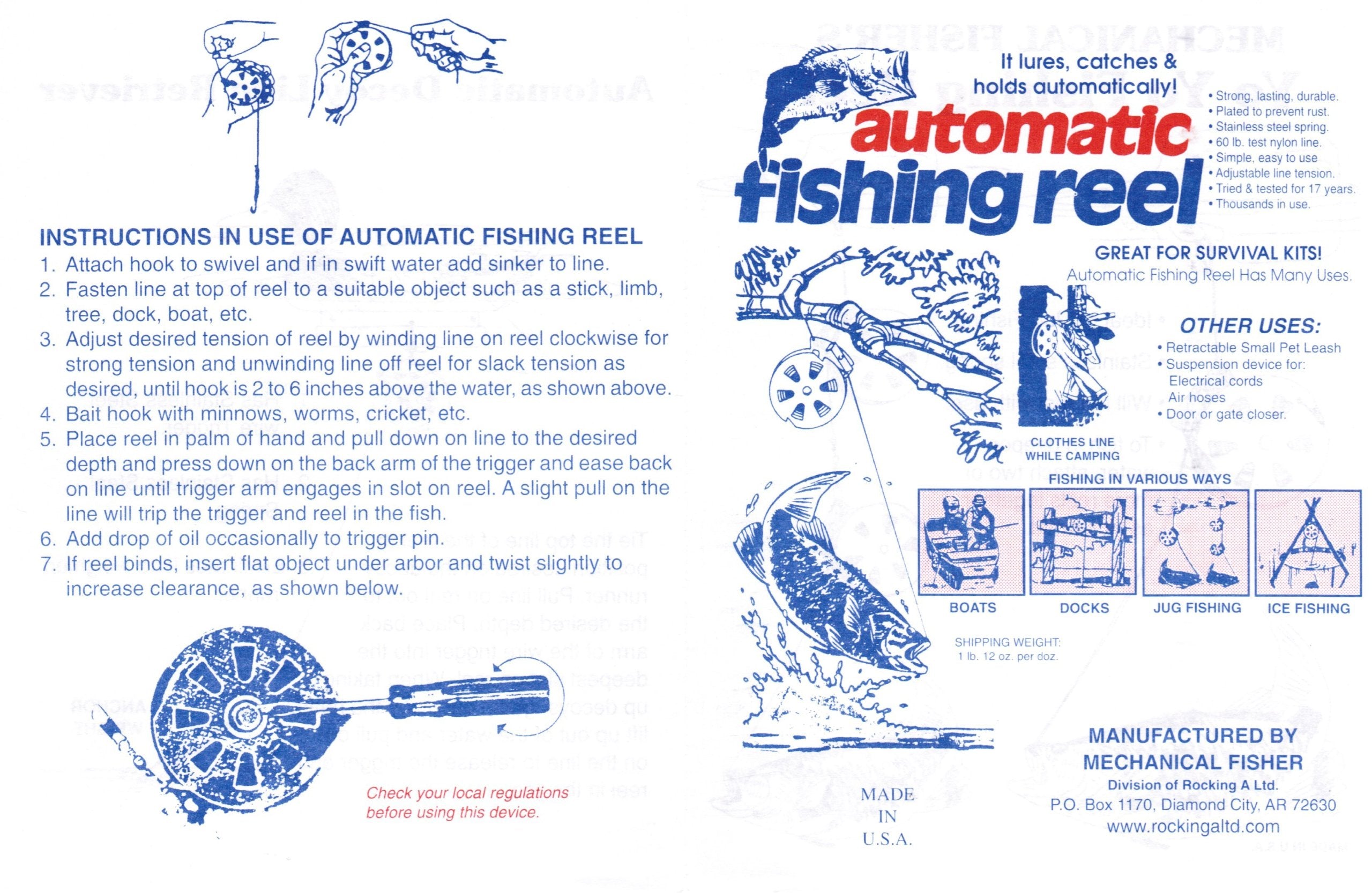 Yo Yo Reel 4 Mechanical Fisher'S Yo Yo Fishing Reels -Package Of 4 Reels- Yoyo Fish Trap -(Flat Trigger Model) By Mechanical Fisher Yoyo Automatic Fishing Reel