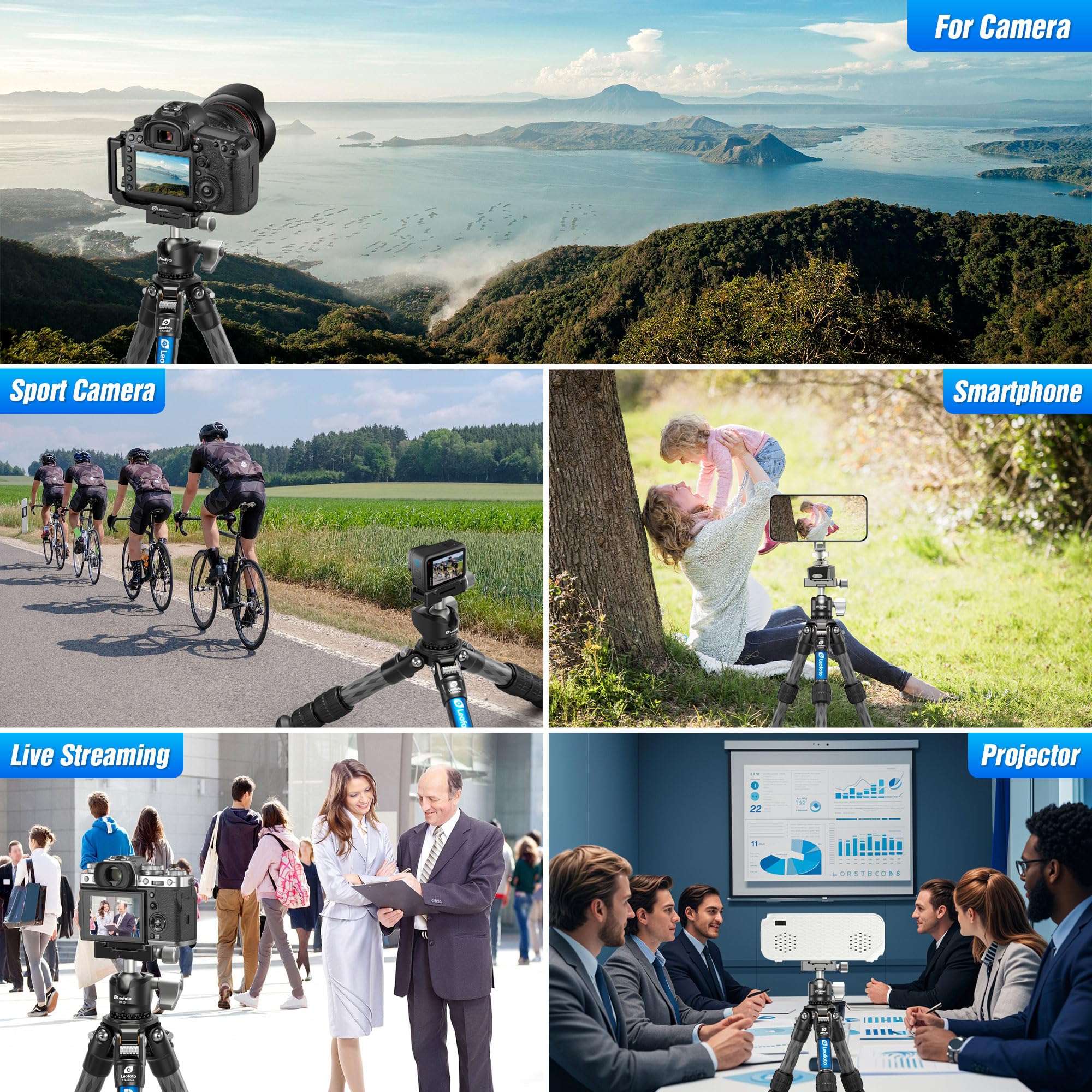 Leofoto Carbon Fiber Travel Tripod With 360° Ball Head, Mini Desktop Tripod For Dslr Camera, Folded Height 10.6", Max Height 14.5″, Max Load 10Kg/22Lbs