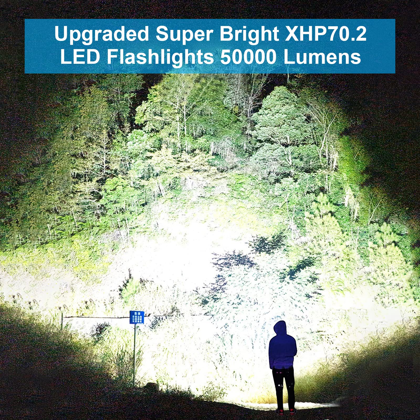 Poslani Flashlights Led High Lumens Rechargeable, Extremely Bright 50000 Lumens Flashlight, Ipx67 Water Resistant, 5 Light Modes, Zoomable Tactical Flashlight For Emergency Camping