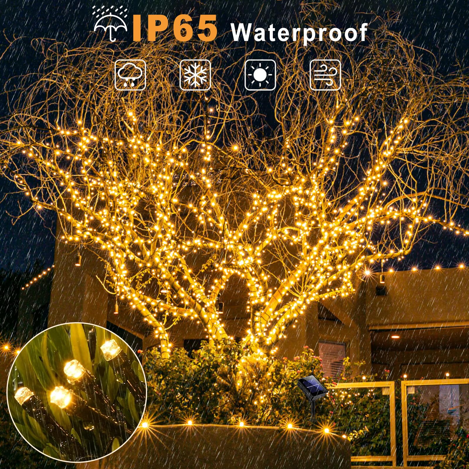 Xmasbokeh 2 Pack Solar String Lights For Outside, Each 40Ft 120 Led Solar Lights Outdoor, 8 Modes Waterproof Solar Powered Twinkle Light For Backyard Patio Tree Party Garden Wedding Decoration, Warm White