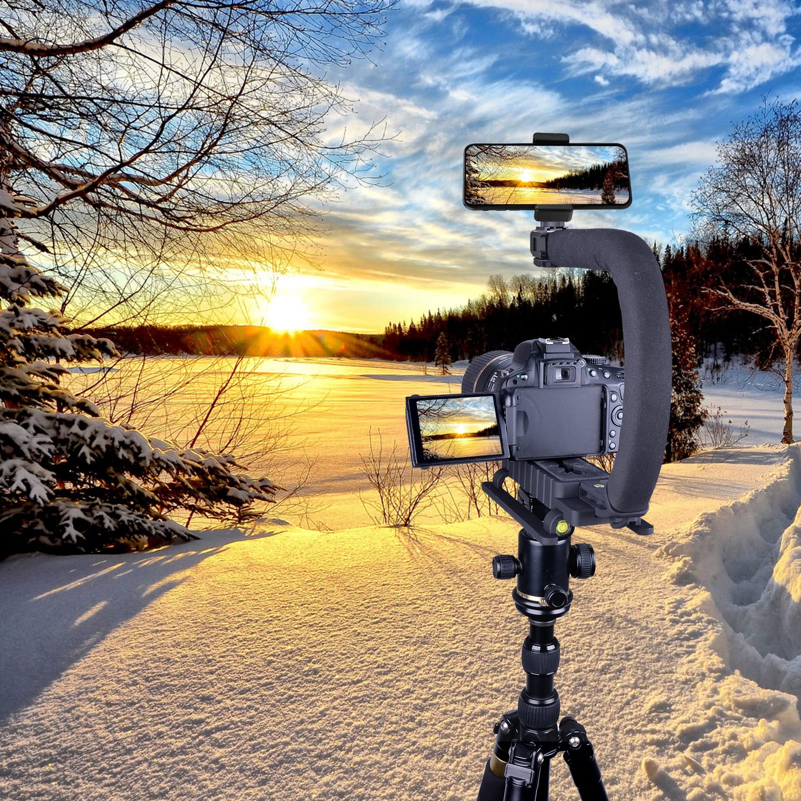 Fantaseal 3-Shoe Dslr/Mirrorless/Action Camera Camcorder Phone Stabilizer Expansion Cage Mount Moviemaking Holder Rig Youtube Tiktok Vlogging Video Kit Compatible With Gopro Canon Nikon Sony Iphone Android