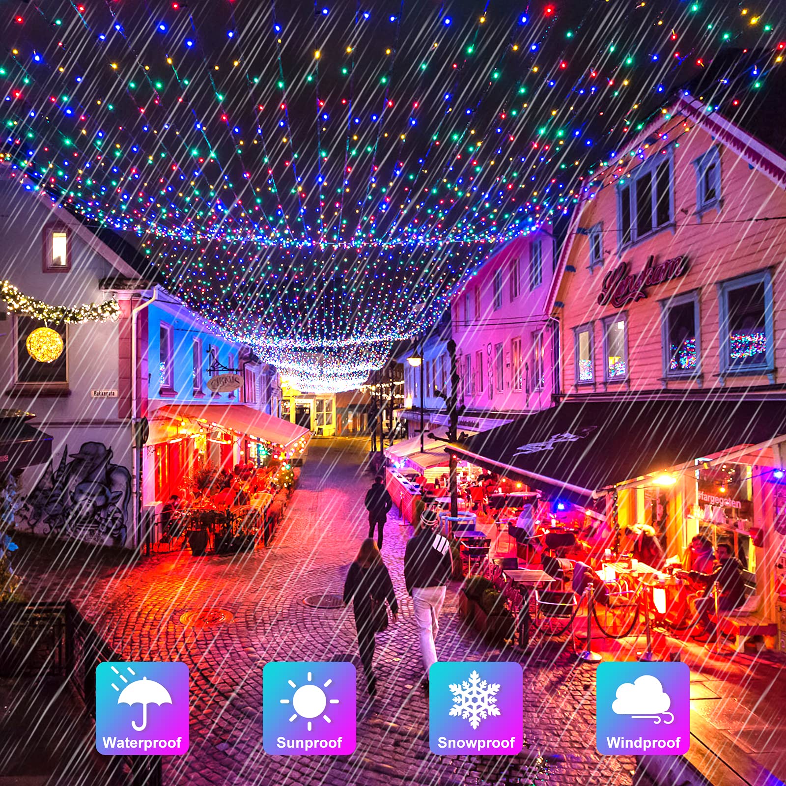 Beslowe Extra-Long 288Ft 800Led Solar Fairy String Lights, 4-Pack 72Ft 200 Led Outdoor Twinkle Lights Waterproof, 8 Lighting Modes, Multicolor Silver Wire Lights For Deck Backyard Tree Garden Fence Pool Party