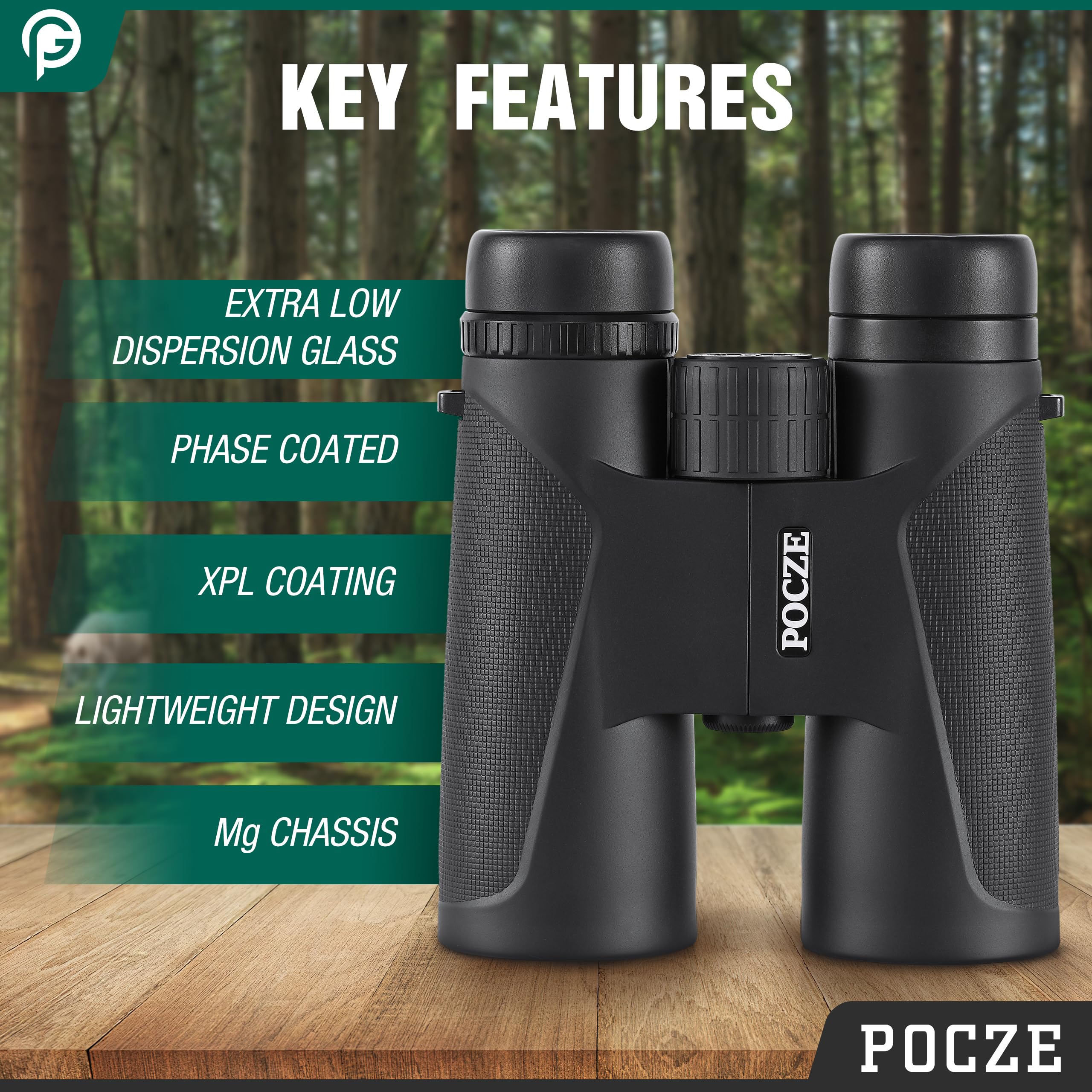 Pocze Binoculars For Adults, 12X42 Waterproof And Durable Binoculars With Multi-Coated Optics And Protective Rubber Armor For Bird Watching