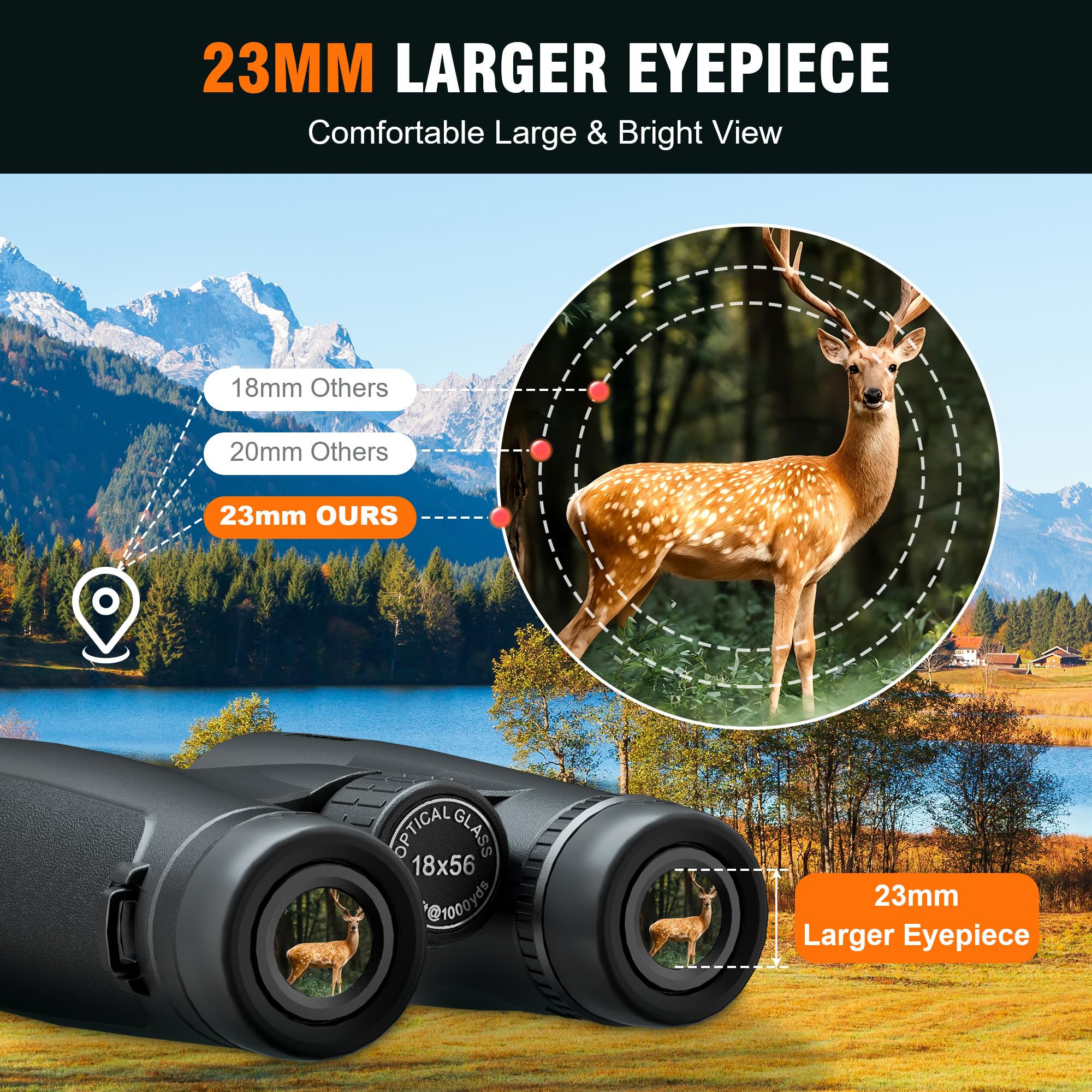 Adorrgon 18X56 Hd Binoculars For Adults High Powered With Phone Adapter And Tripod, Super Powerful Bak4 Prism Fmc Waterproof Binocular With Clear Low Light Vision, Binoculars For Hunting Bird Watching Travel