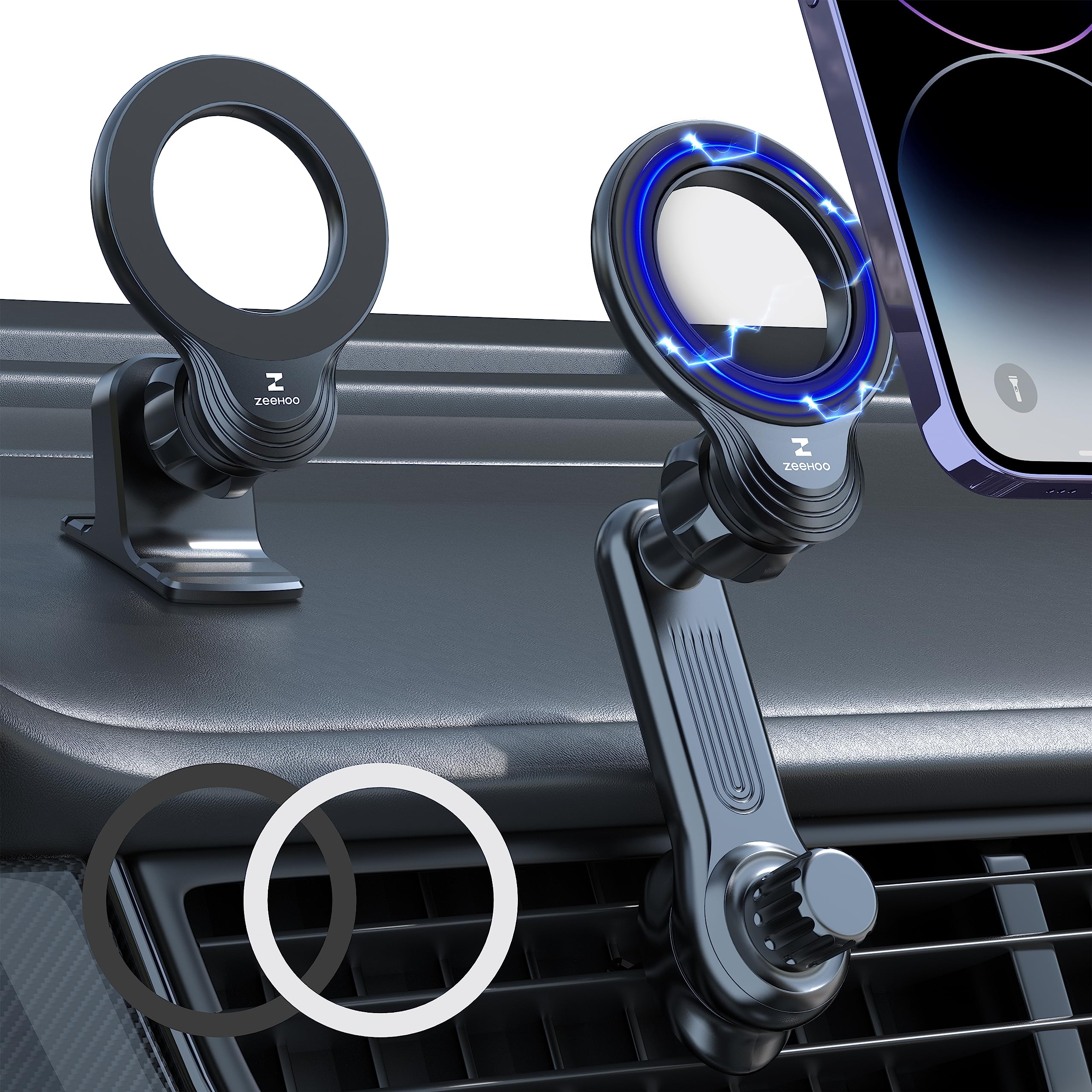 Zeehoo Compatible With Magsafe Car Mount, Magnetic Phone Holder For Car [12 Strongest Magnets], Magnetic Car Vent Phone Mount [Non-Blocking&360 Rotation] For Iphone 15 14 13 12 Pro Max Mini
