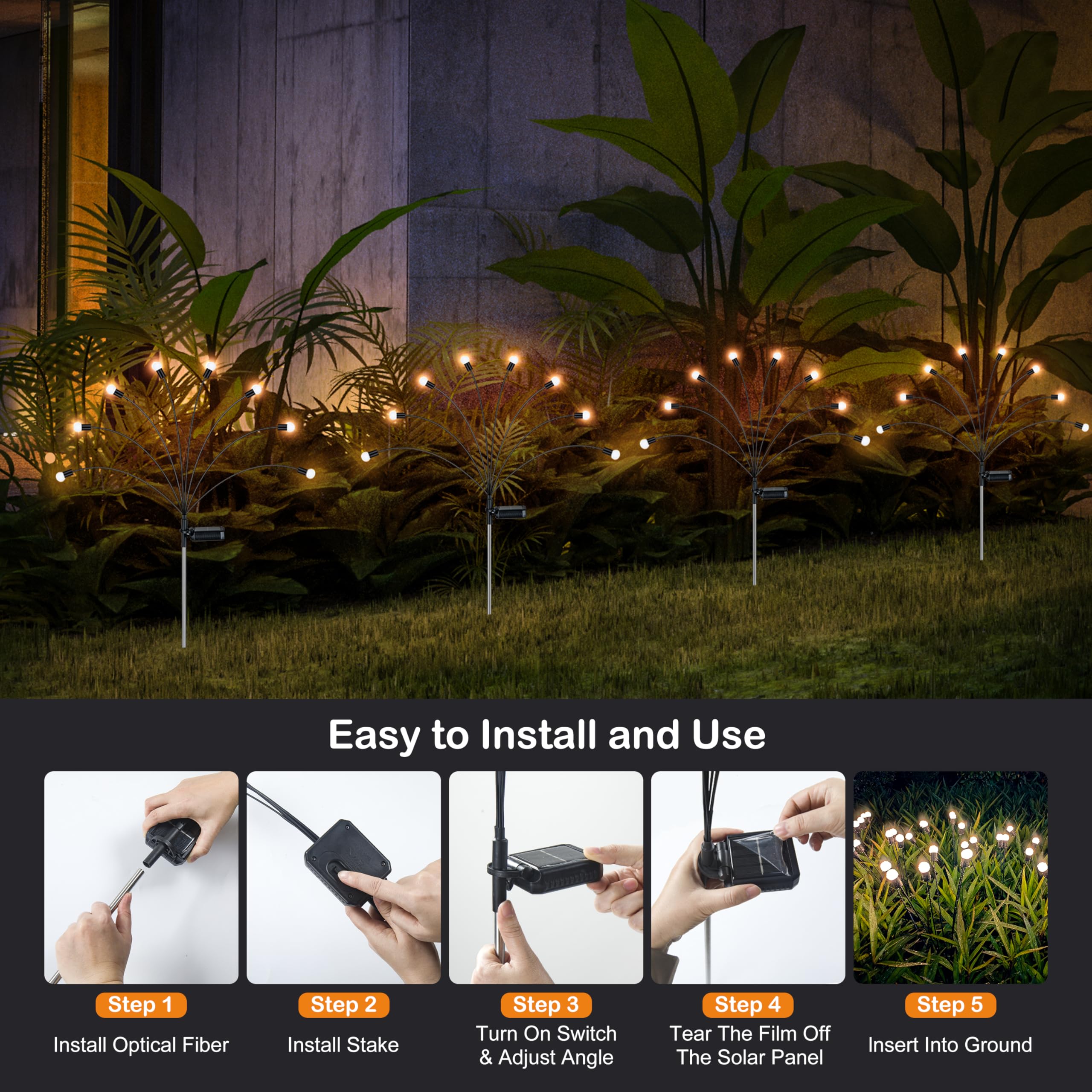 Antque Solar Garden Lights - (10Pack 80 Led) Swaying Starburst Garden Lights Solar Outdoor, Vibrant Garden Lights Waterproof Solar Outdoor Lights For Yard Patio Pathway Decoratio
