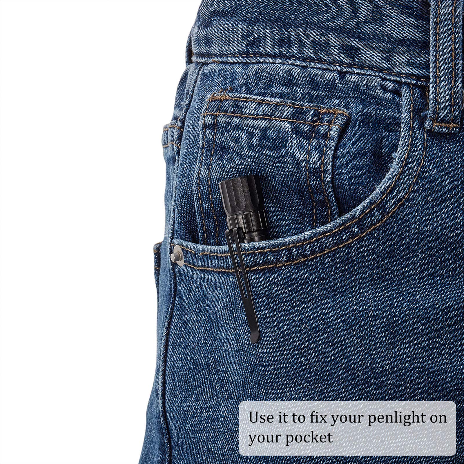 Outus Flashlight Pocket Black Clip Removable Accessory Penlight Replacement Parts For Flashlights Keychain Lights (40)