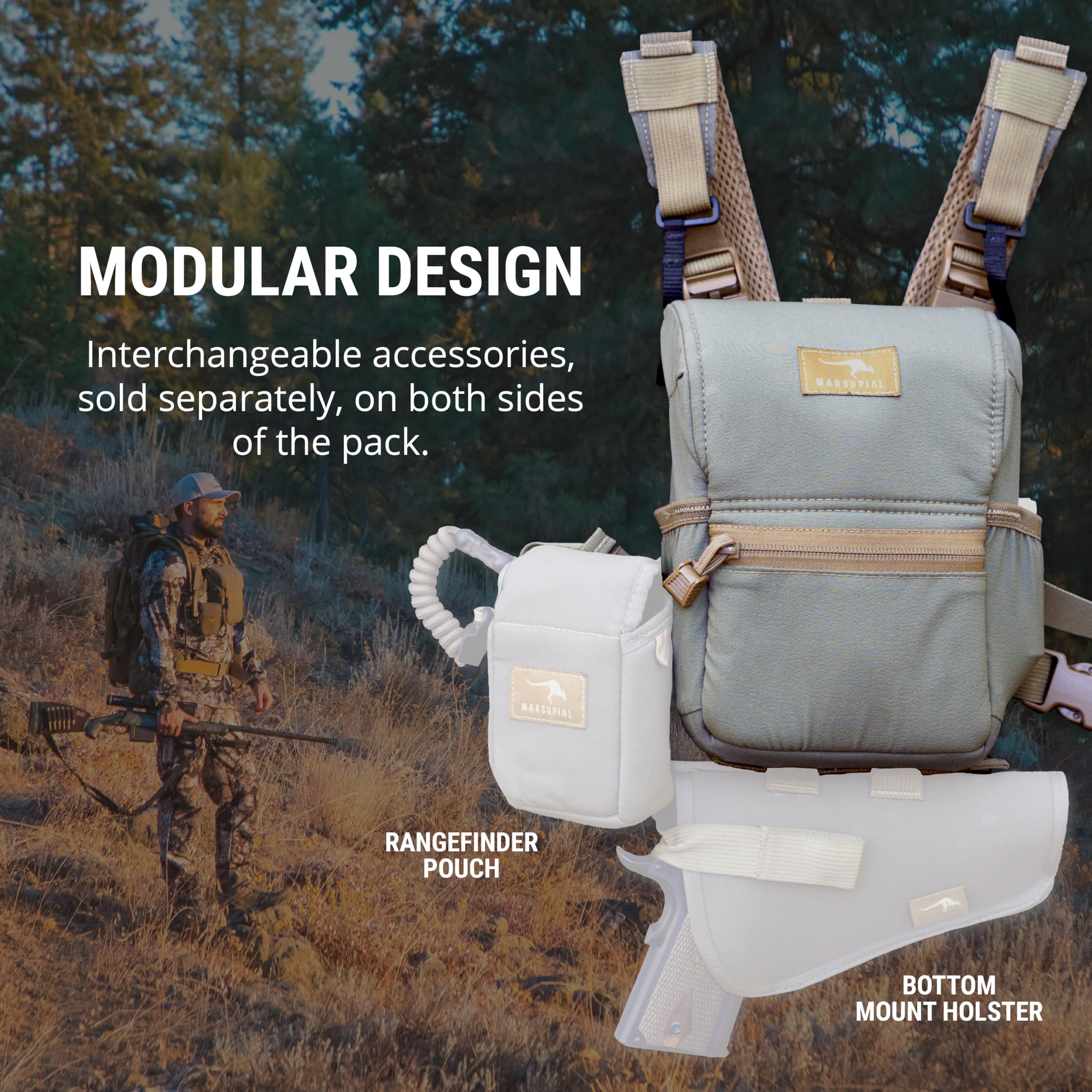 Marsupial Gear Enclosed Binocular Pack, Blaze, Small