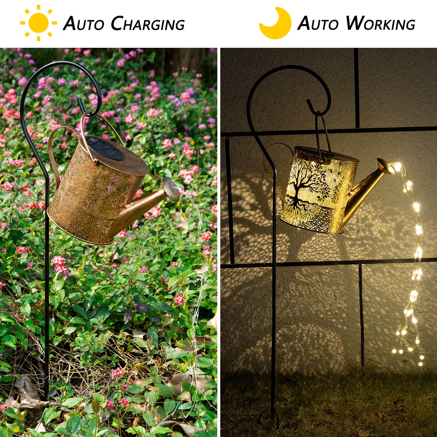 Jiajiamei Solar Lights Outdoor Garden Decor, Large Waterproof Watering Can Landscape Lights Outside Decorations For Yard Front Porch Patio Backyard Gardening Gift For Mom Grandma Women Birthday
