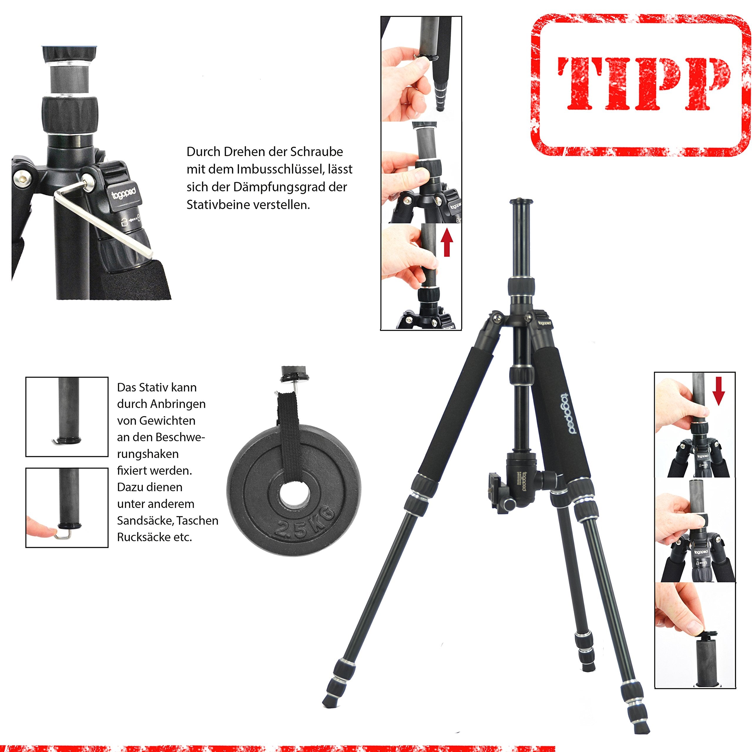 Togopod Patrick 2-In-1 Survival Panorama Tripod With Single Leg Option Packaged Height 39 Cm Working Height 180 Cm