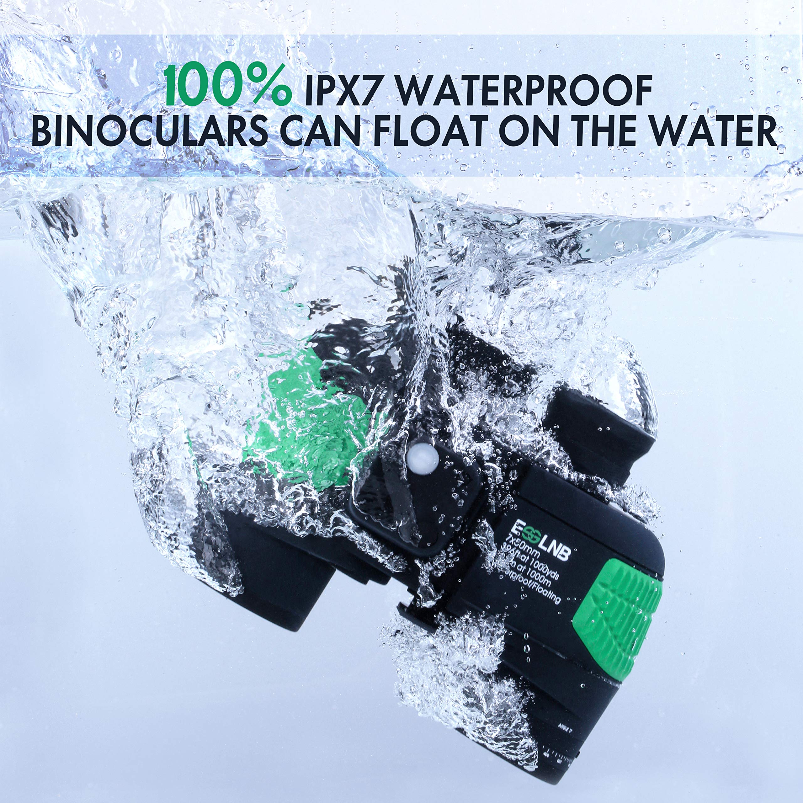 Esslnb 7X50 Marine Binoculars - Ipx7 Waterproof With Illuminated Rangefinder, Compass, Bak4 Prism, Fmc, Floating For Navigation, Hunting - Includes Bag And Strap