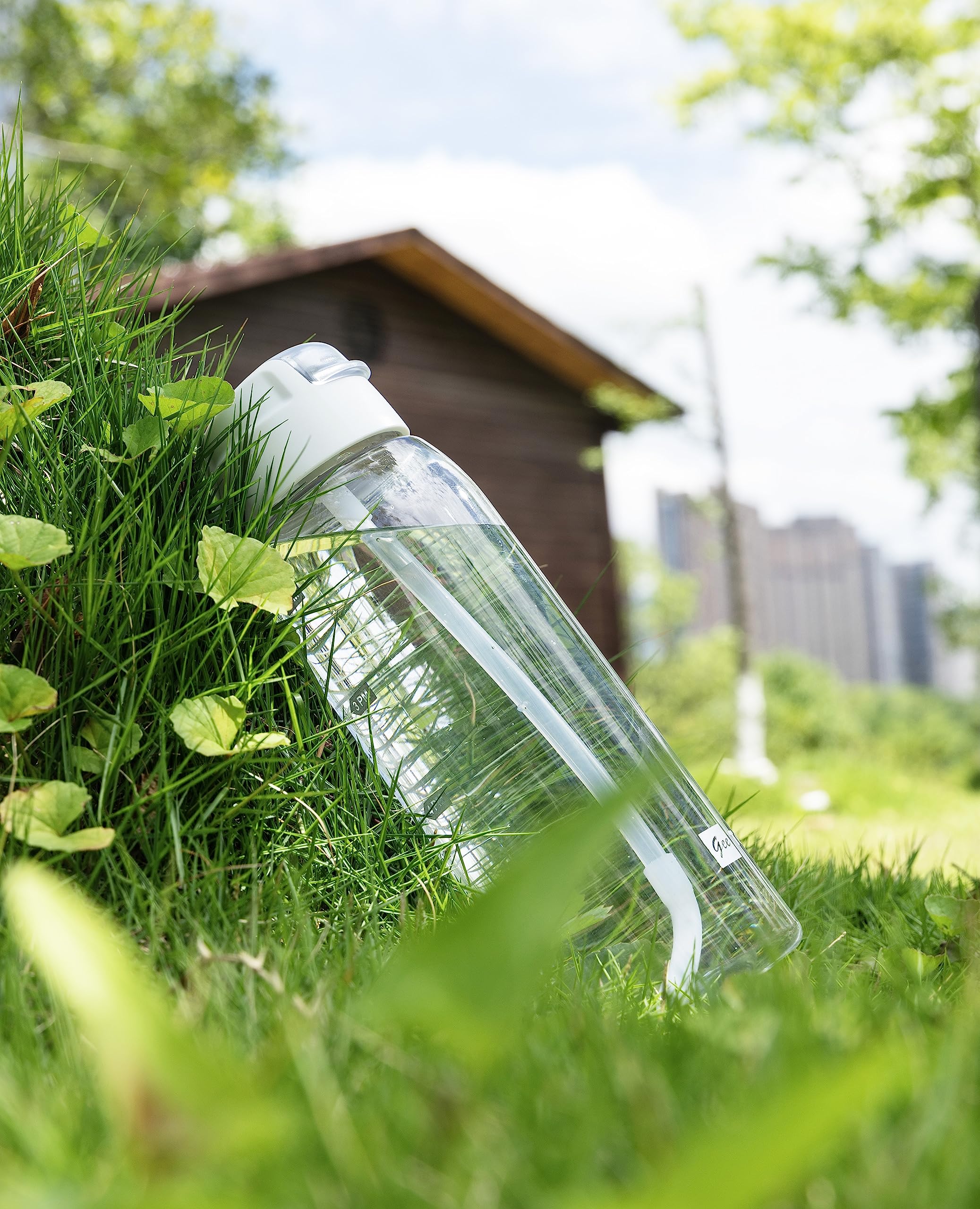 Clear Water Bottle With Straw Tritan With Time Markers, 30Oz Durable Bottle Perfect
