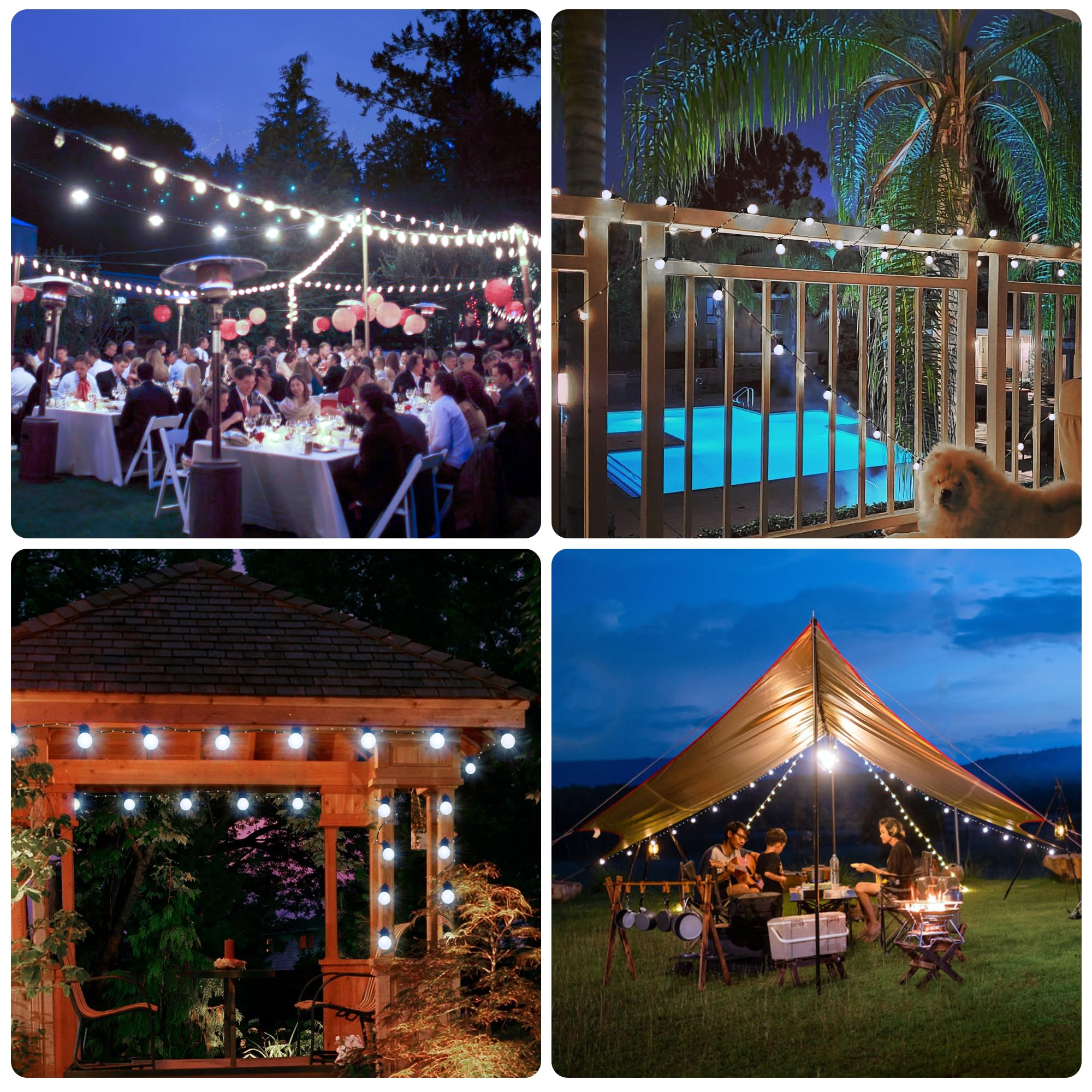 Merrimax M Solar String Lights Outdoor, 26Ft Waterproof Solar Lights With Remote, 16 G50 Bulbs Solar Powered Light With Timer 8 Modes For Outdoor Indoor Garden Patio Balcony Holiday (White)
