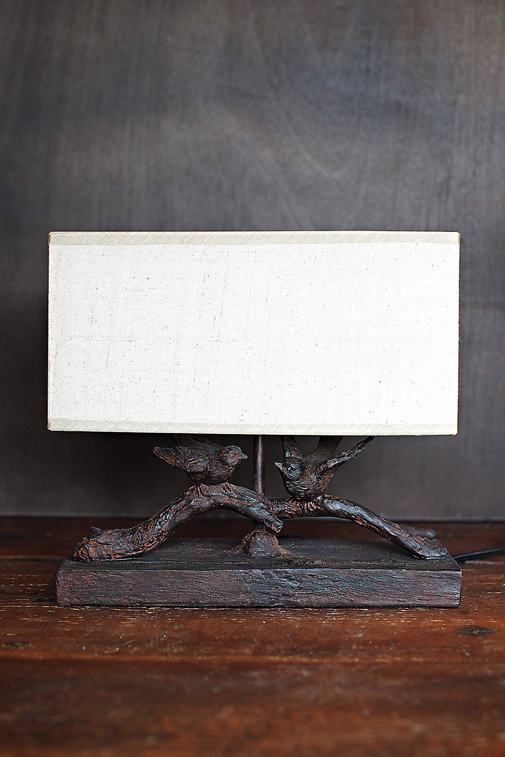Creative Co-Op Rustic Bird Lamp With Rectangle Shade