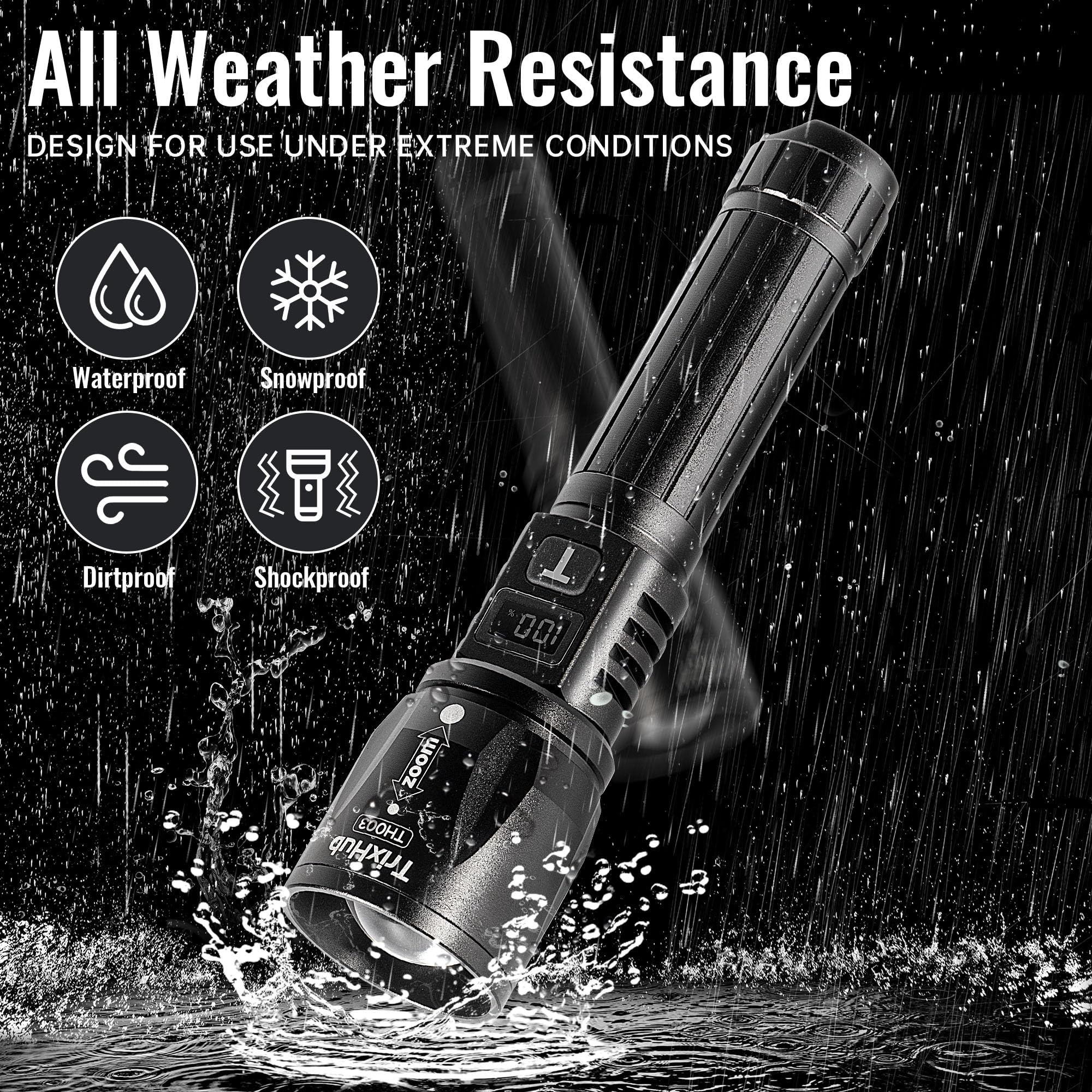 Trixhub Rechargeable Flashlights 2 Pack, 990,000 Lumens Super Bright Flashlight With Lcd Digital Display, 5 Adjustable Mode Powerful Tactical Flashlight, Waterproof Flashlights For Camping Hiking