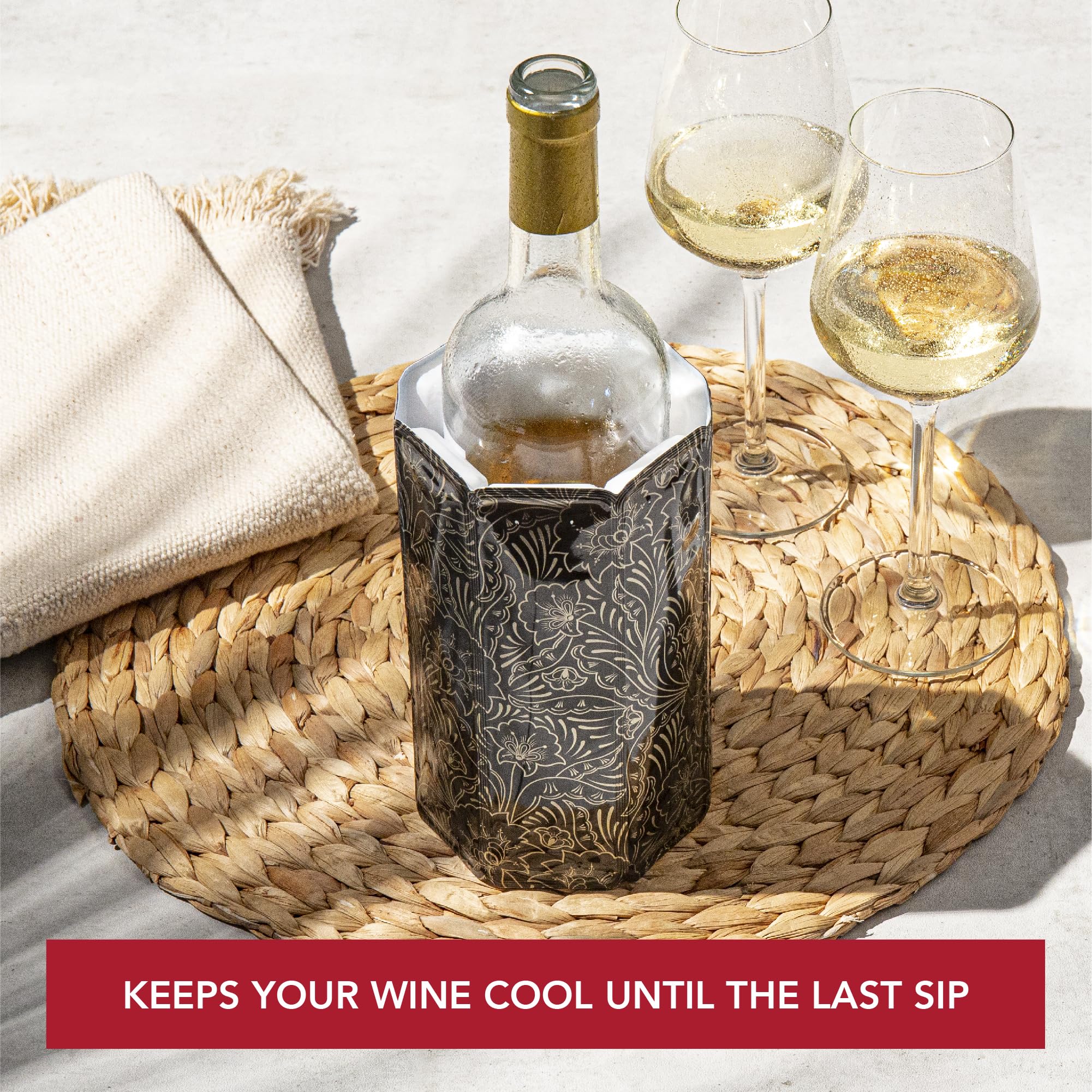 Vacu Vin Active Wine Cooler - Flexible Insulated Chiller For Standard Size Bottles - Keeps Drinks