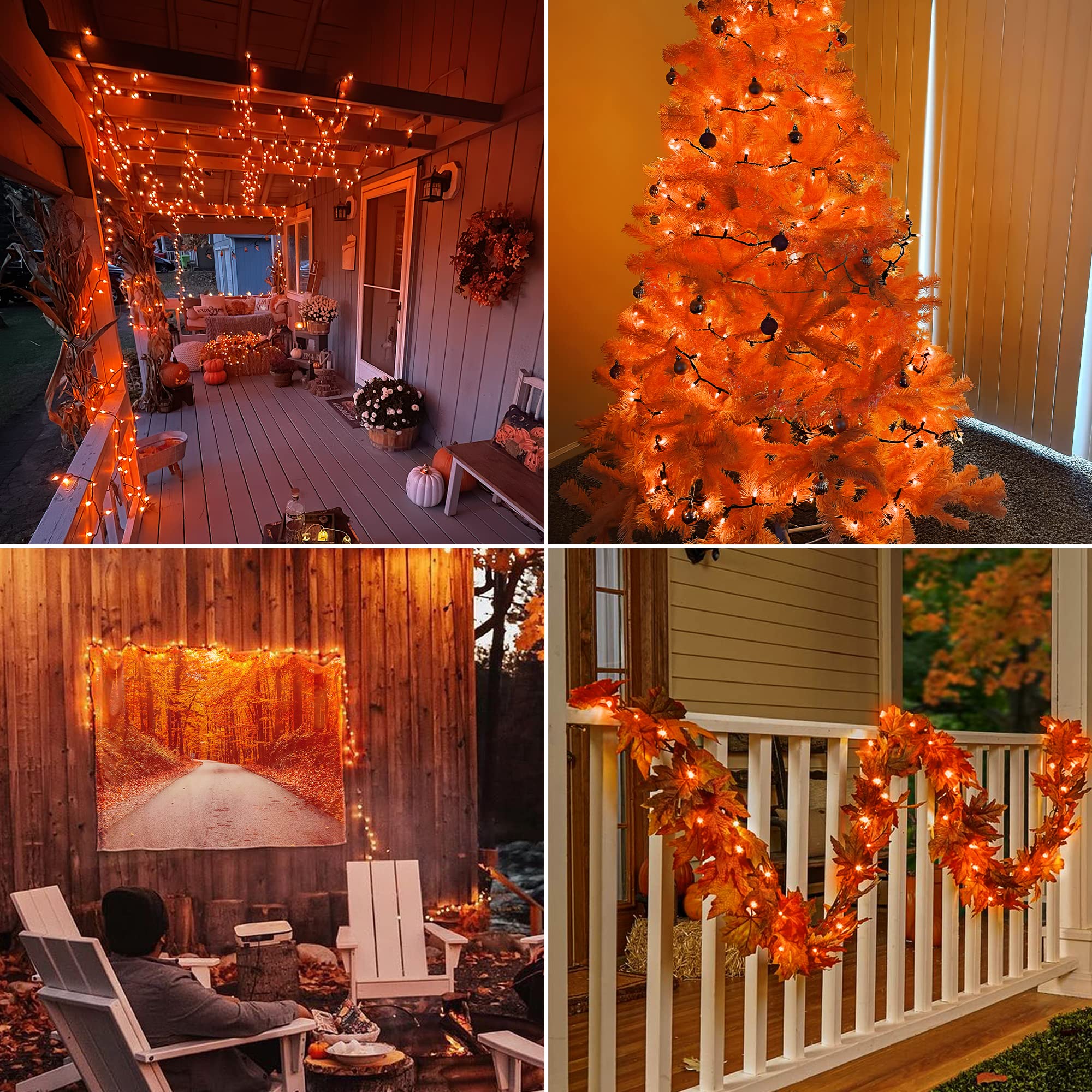 Hopolon Mygoto Orange Thanksgiving Mini Lights, 2Pack 13Feet 50Count Autumn Fall String Lights,Connectable 120V Plug In For Outdoor Indoor Garden Party Halloween Christmas Xmas Tree Lights Yellow Decor