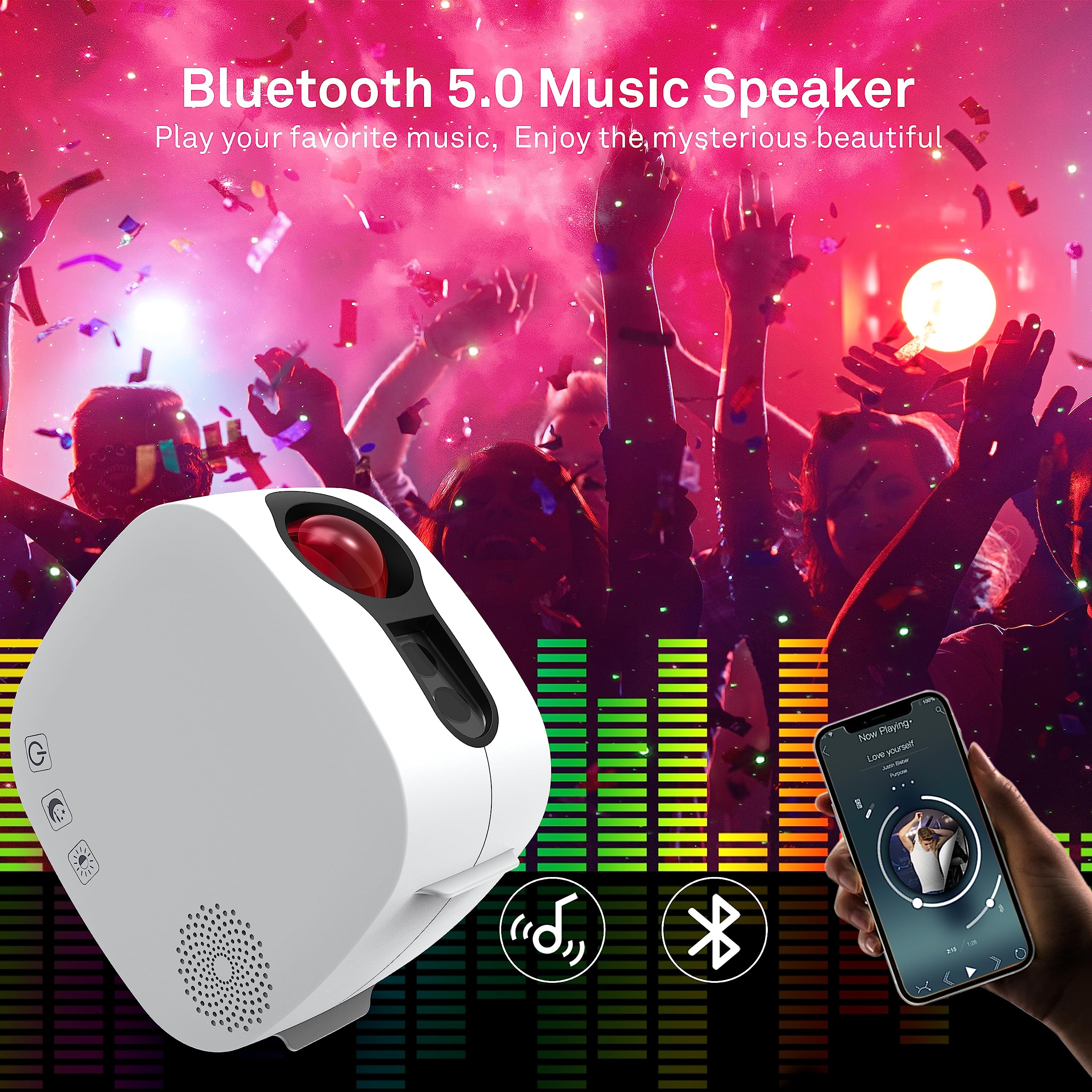 Itayak Galaxy Projector,Night Light Star Projector With Bluetooth Speaker, Remot Control Led Nebula Cloud  For Kids Room Bedroom Decor, Accompany,Night Light Ambiance