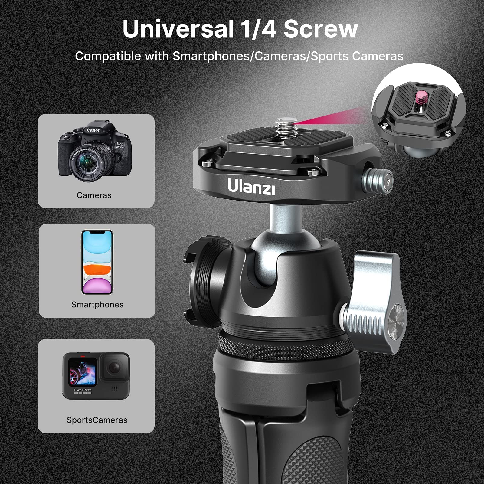 Ulanzi Led Video Light Waterproof Ip68 Camera Lighting Kit + Camera Tripod, Mt-46 Aluminum Alloy Phone Tripod For Camera With F38 Quick Release Plate