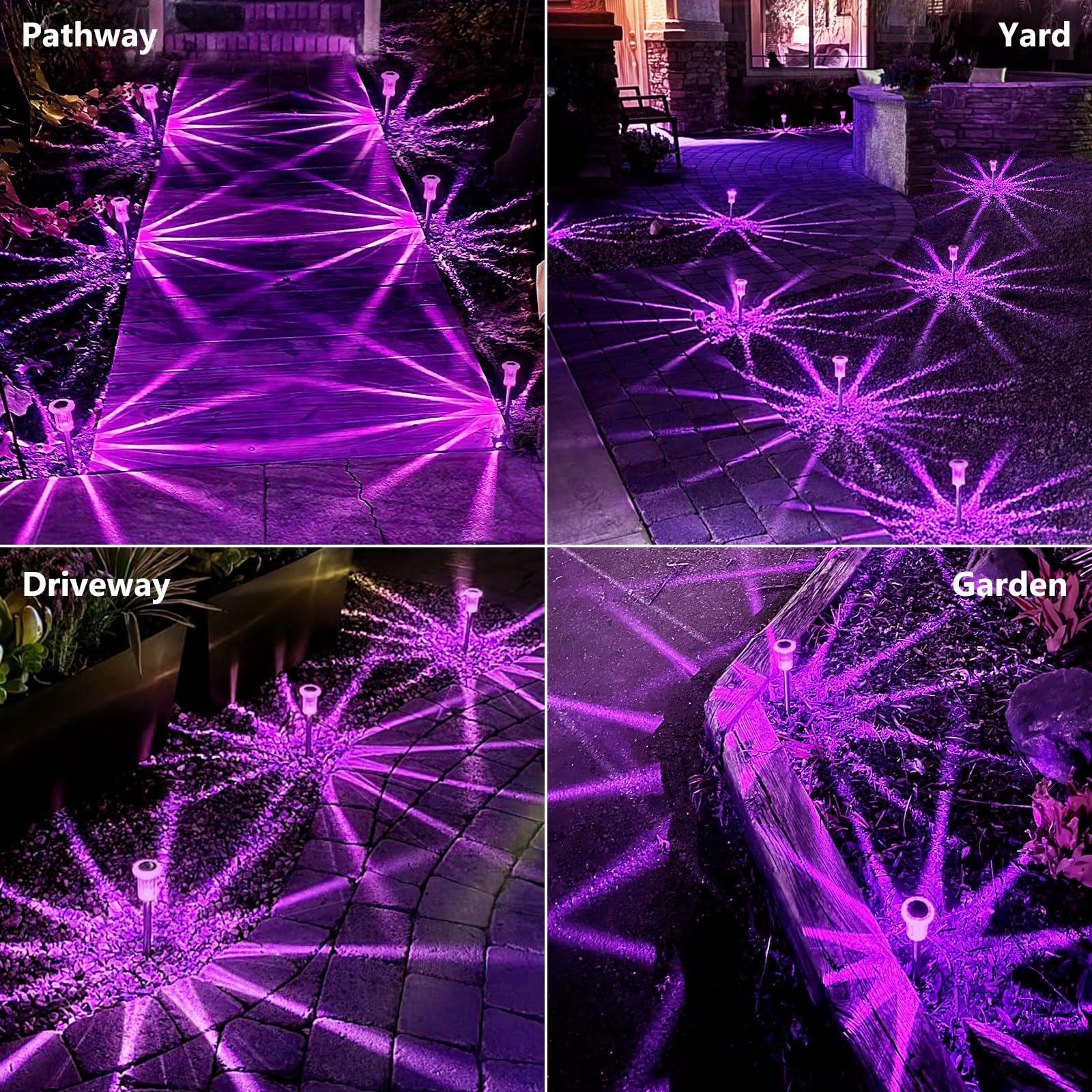 Gorrzai Solar Lights Outdoor 15 Pack Solar Pathway Lights Outdoor Halloween Decorations Waterproof Yard Lighting For Driveway Garden Walkway Path Landscape Lawn (Purple)