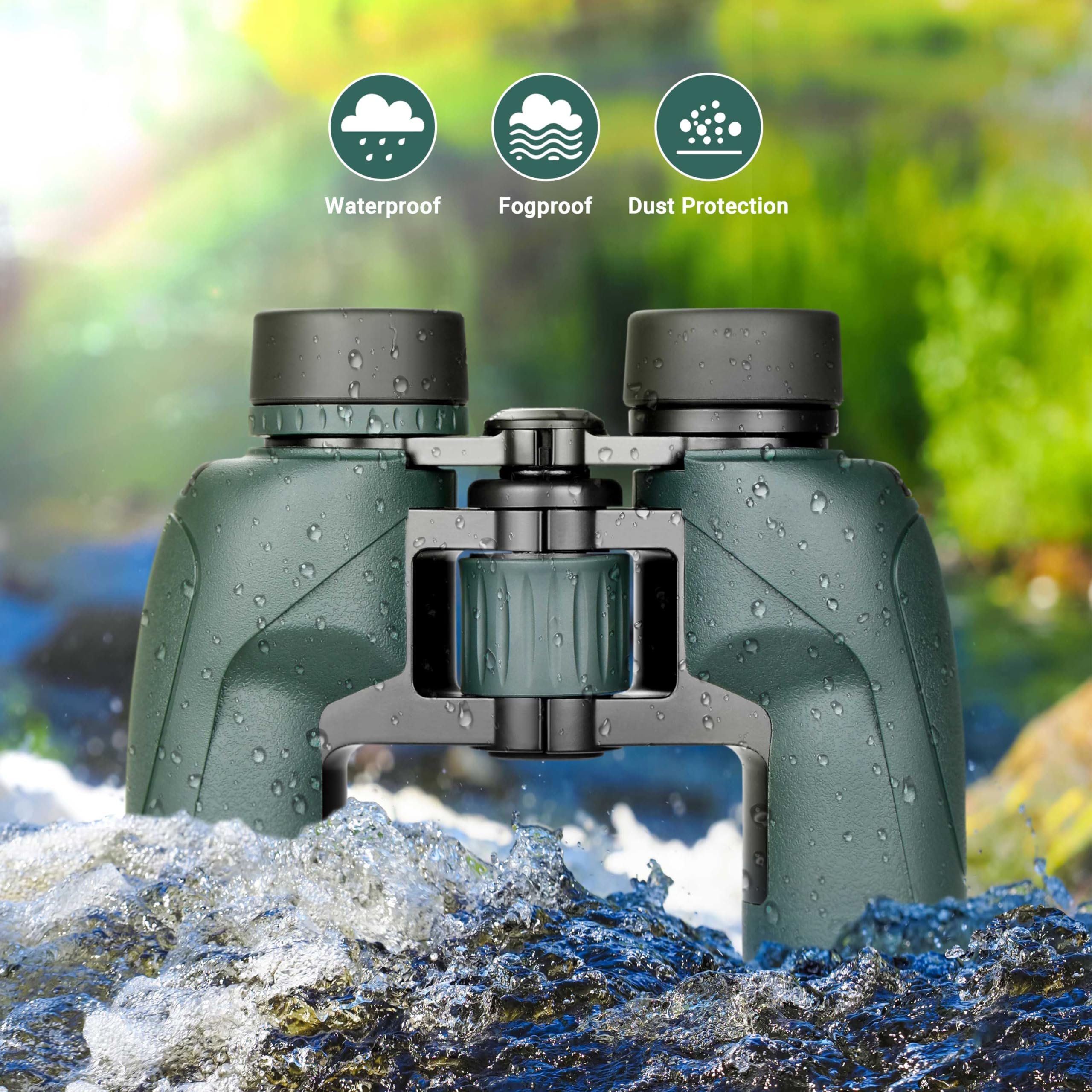 Esslnb 10X32 Binoculars For Adults, Outdoor Waterproof Compact Binoculars For Travel Bird Watching Hunting With Bak4 Prism Carrying Bag (Green, 10, X, 32, Millimeters)