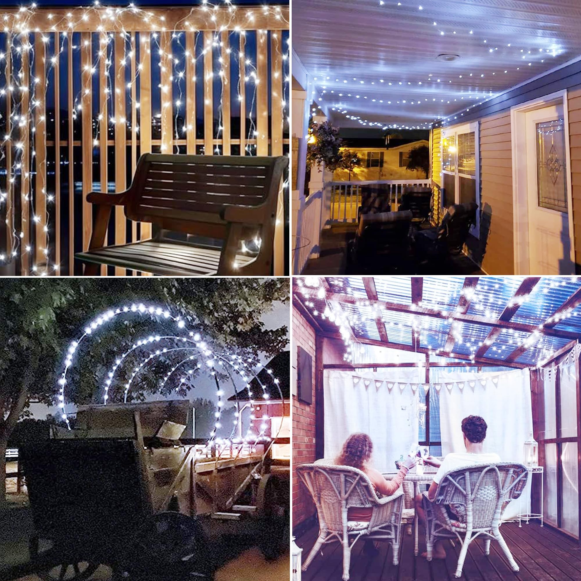 Joomer Solar Fairy Lights Outdoor, 2Pack Total 80Ft 240Led 8 Modes Solar Fairy Lights, Waterproof String Lights For Outdoor Decoration (White)